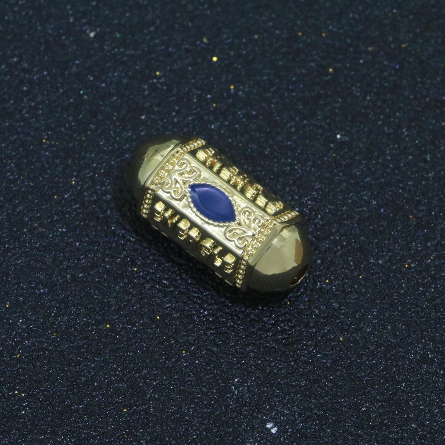Enamel eye bead spacer pill shape small hole tube spacer beads, 14k gold filled drum barrel bead for bracelet component, b-626