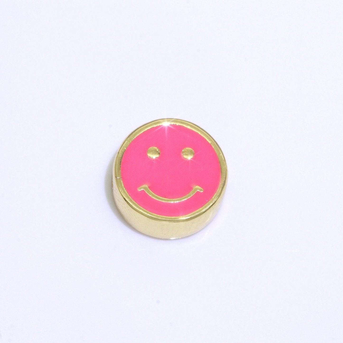 10mm enamel heart smile face bead, emoji bead, happy face, gold cute spacer bead, necklace and bracelet making, jewelry supply | b-609~b-610
