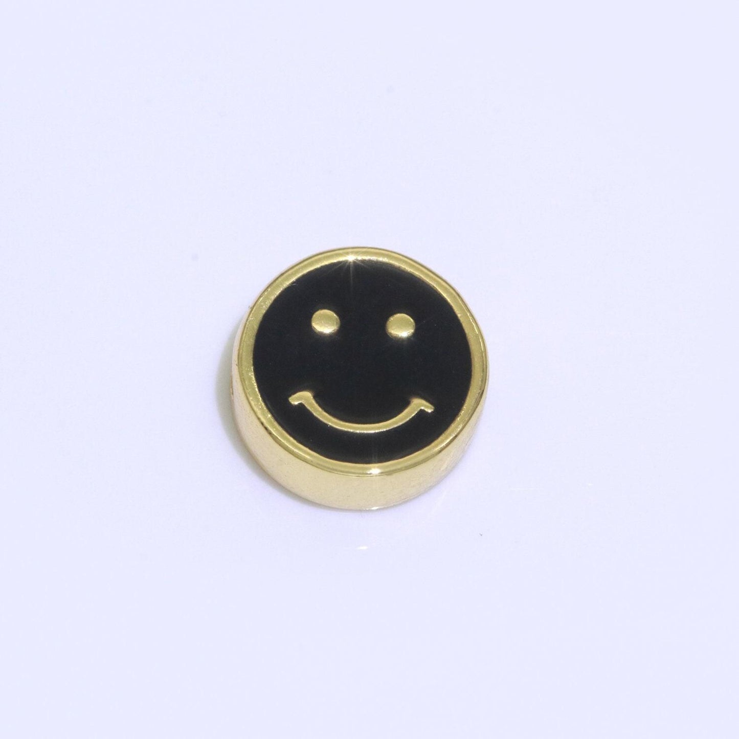 10mm enamel heart smile face bead, emoji bead, happy face, gold cute spacer bead, necklace and bracelet making, jewelry supply | b-609~b-610