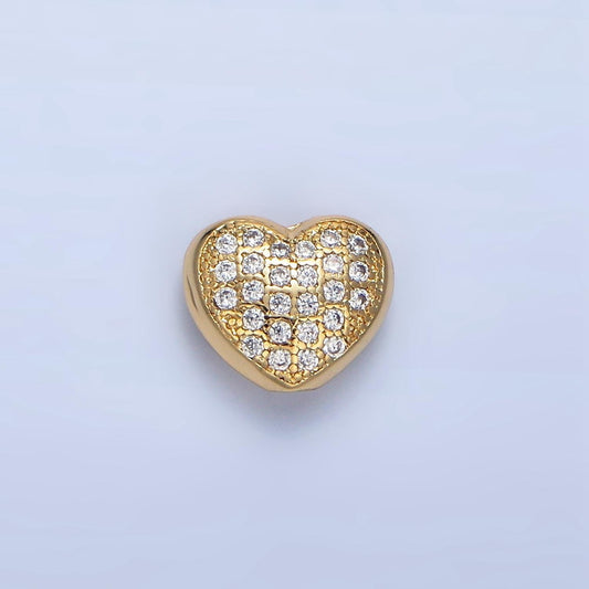 Mini micro paved clear cz heart bead | b-563