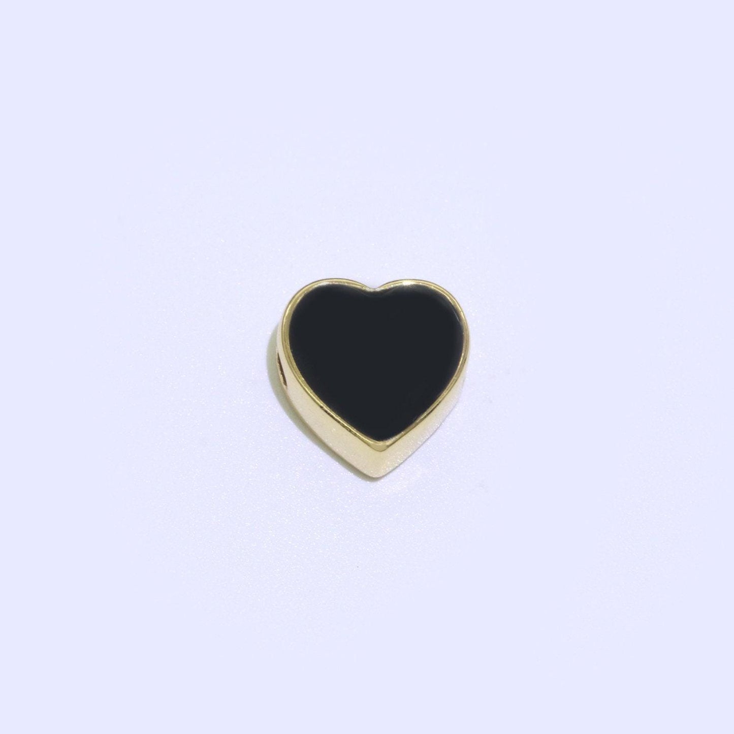 Dainty colorful heart spacer beads, green black pink yellow white teal heart beads for necklace bracelet component 10mm beads, b-588-b-591