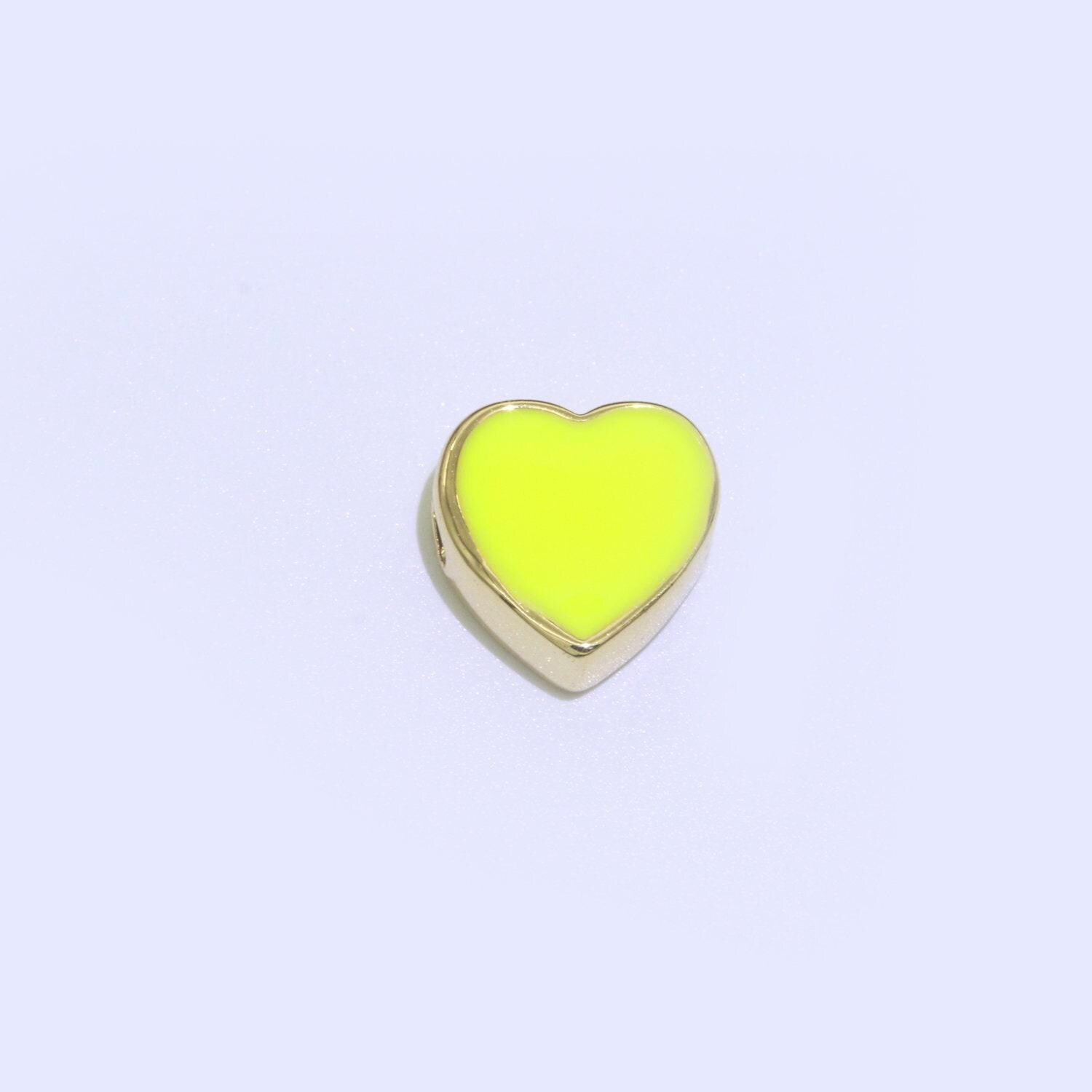 Dainty colorful heart spacer beads, green black pink yellow white teal heart beads for necklace bracelet component 10mm beads, b-588-b-591