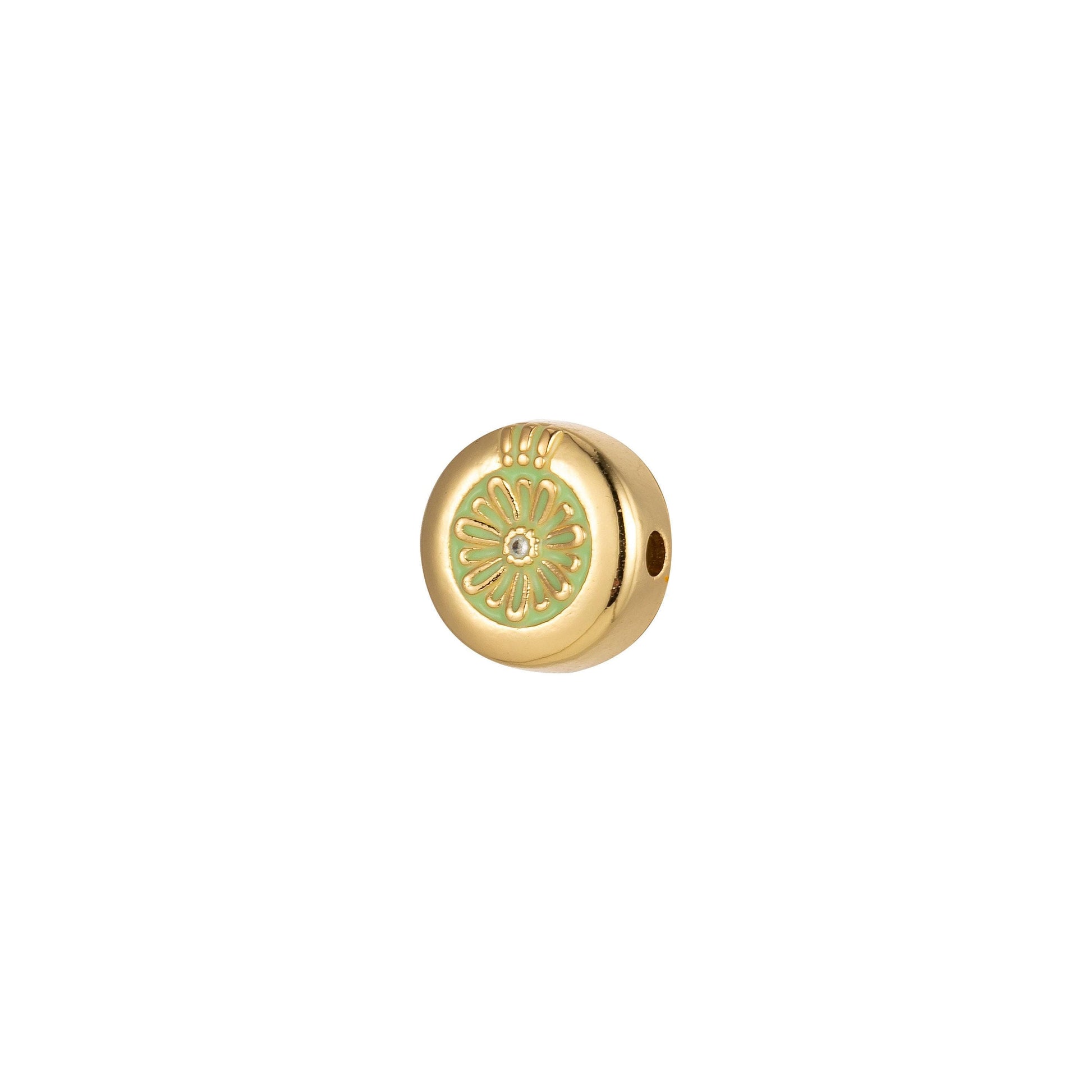 1x large hole round daisy charm for necklace pendant pave beads, flower big hole spacer beads, large hole spacer dangle charm, b-531~b-531