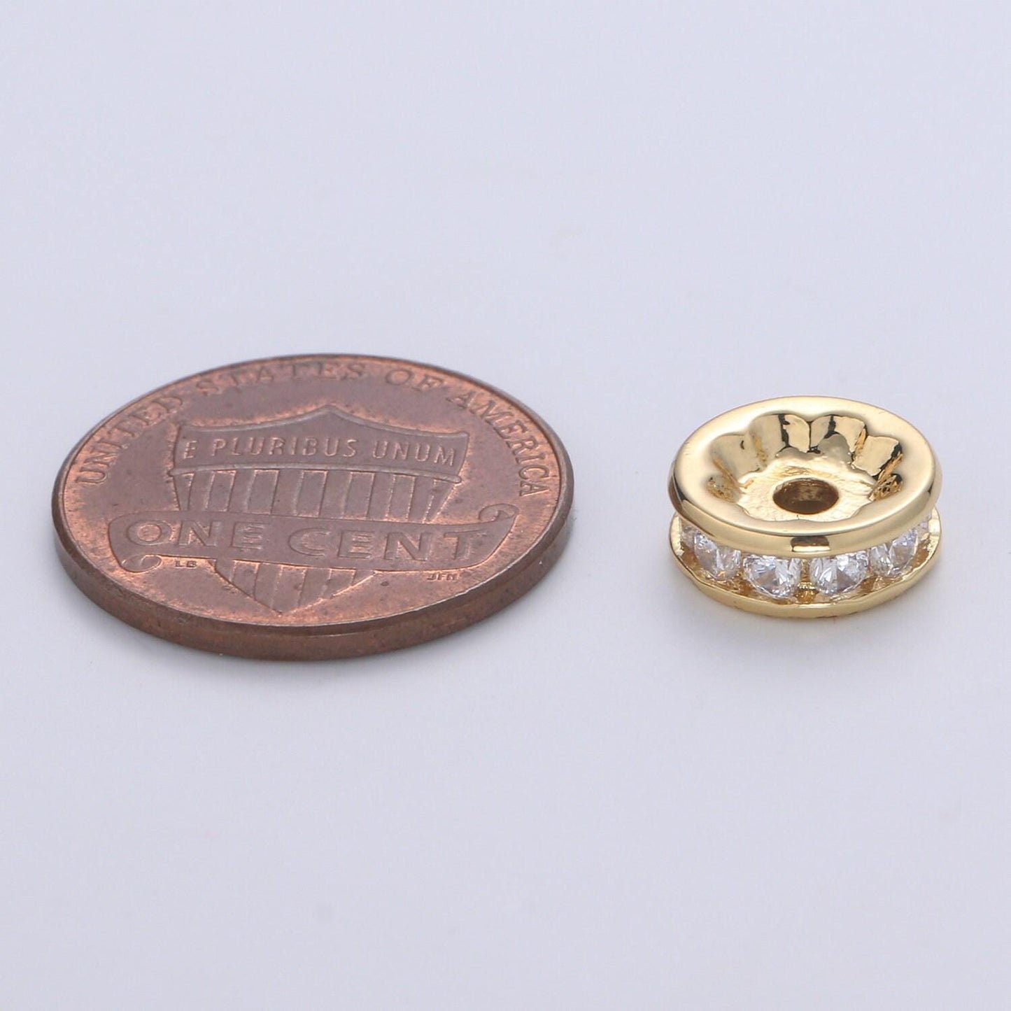 1pc gold cz micro pave spacer beads,for diy beaded bracelet jewelry charms rondelle bead spacer bead size 10mm bead b507