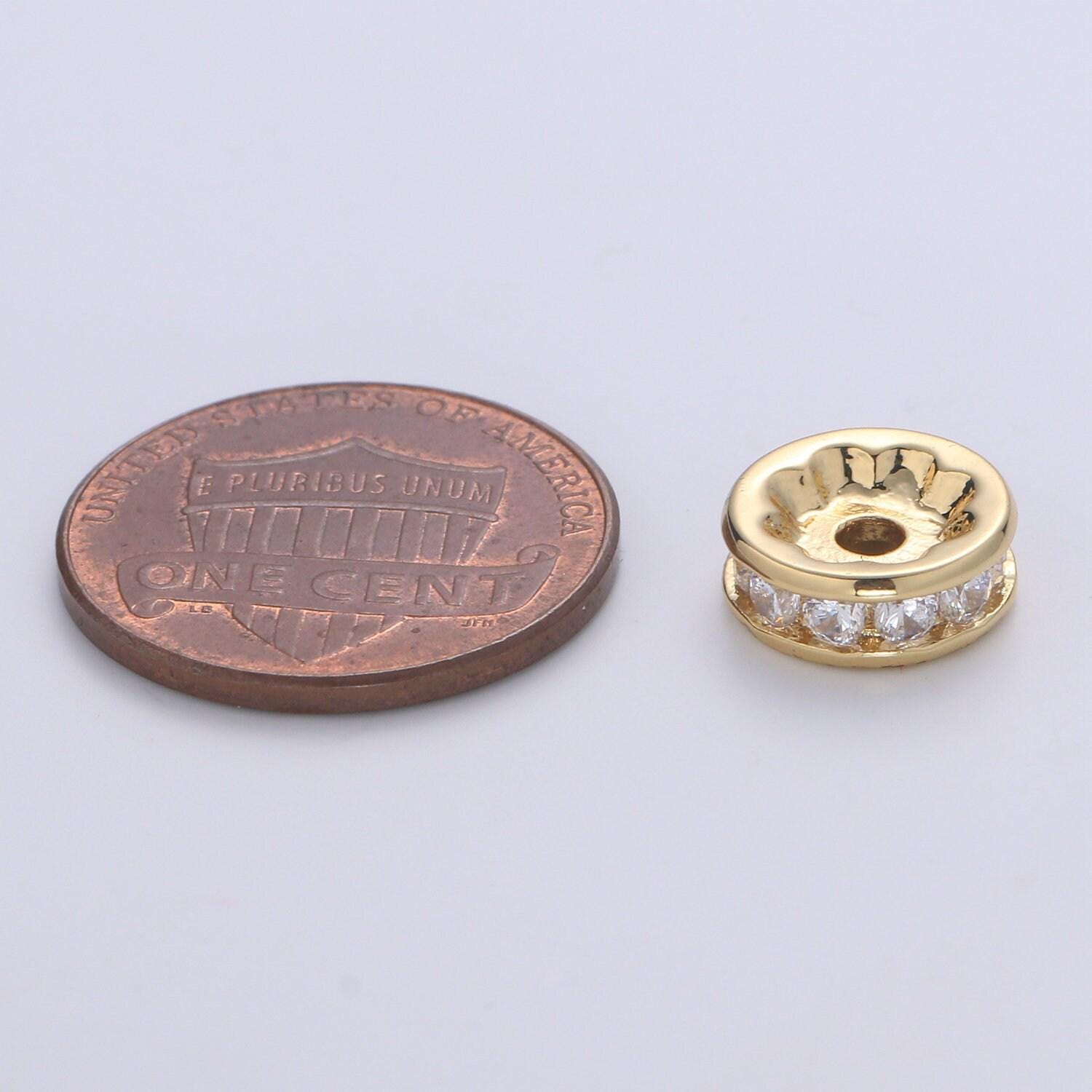 1pc gold cz micro pave spacer beads,for diy beaded bracelet jewelry charms rondelle bead spacer bead size 10mm bead b507