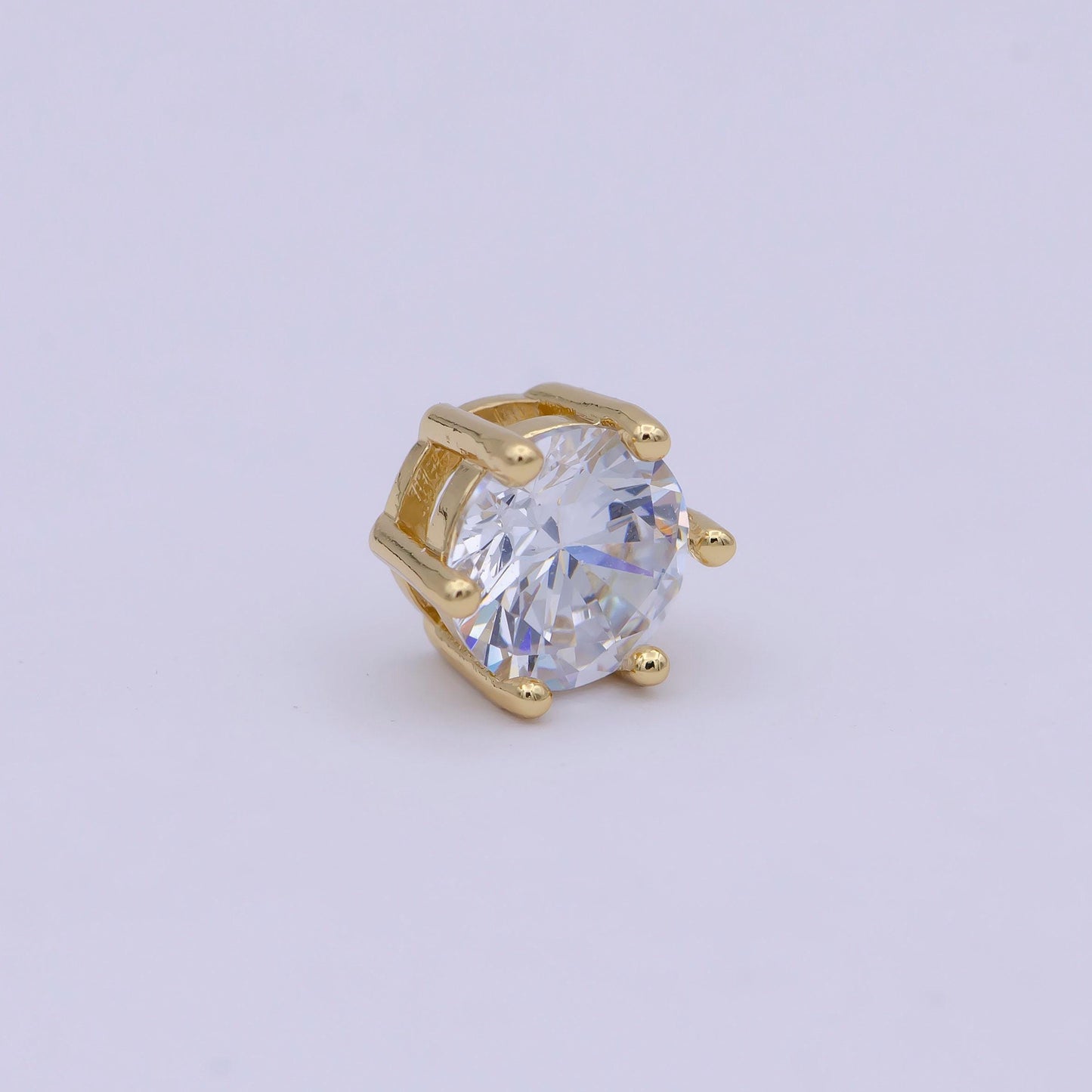 Gold filled solitaire cz round connector charm beads for bracelet component b-465