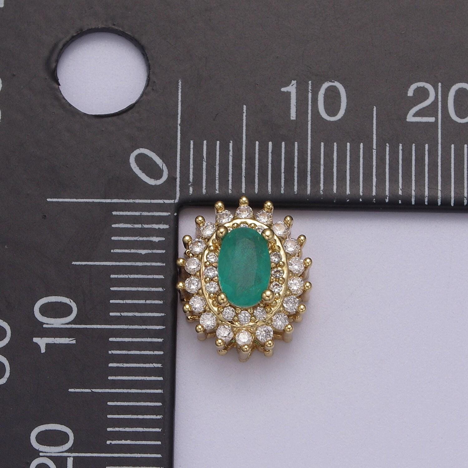 Cubiz zirconia oval beads - 10mm small micro pave cz aqua green sunburst jewelry gold beads spacer for bracelet necklace supply, b-464