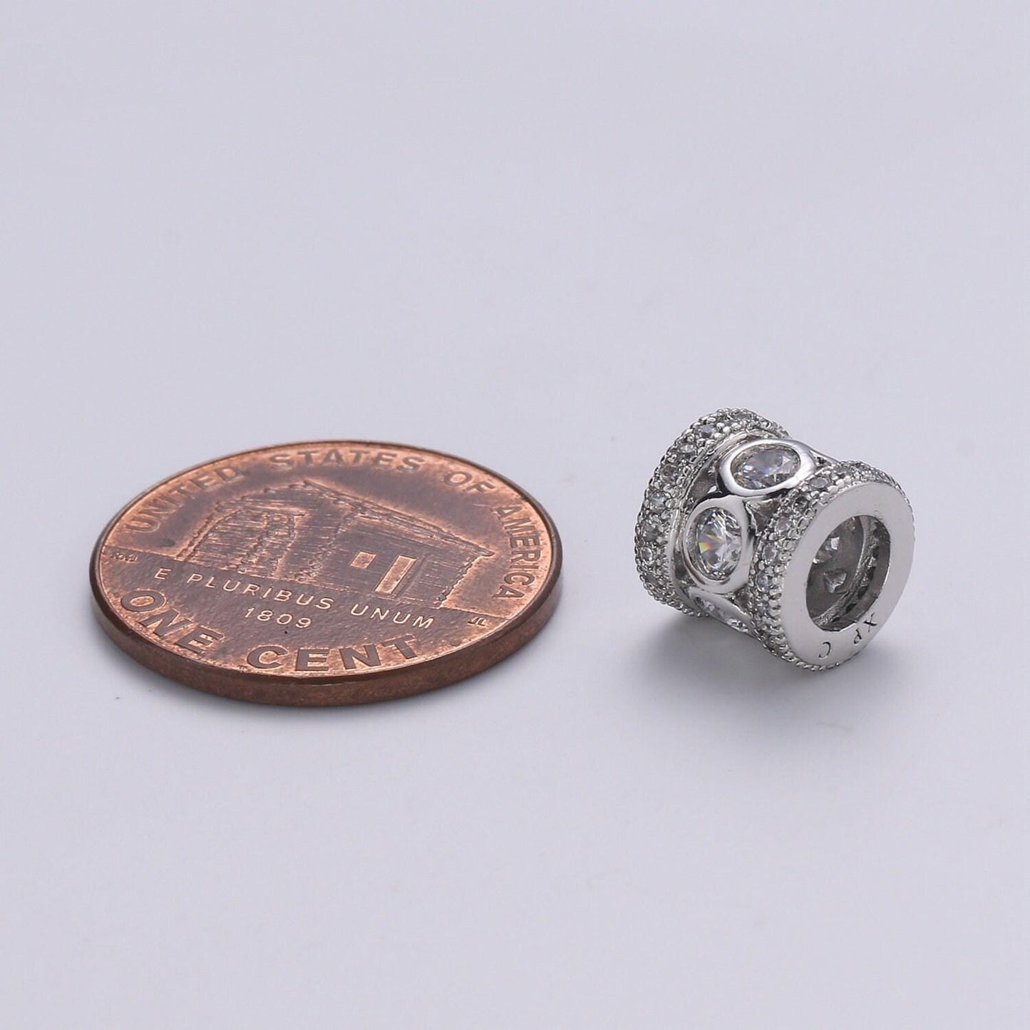 1pc whitegold filled cylinder cubic pave pattern beads spacer beads, for diy jewelry making modern classic charms beaded bracelet, b-376