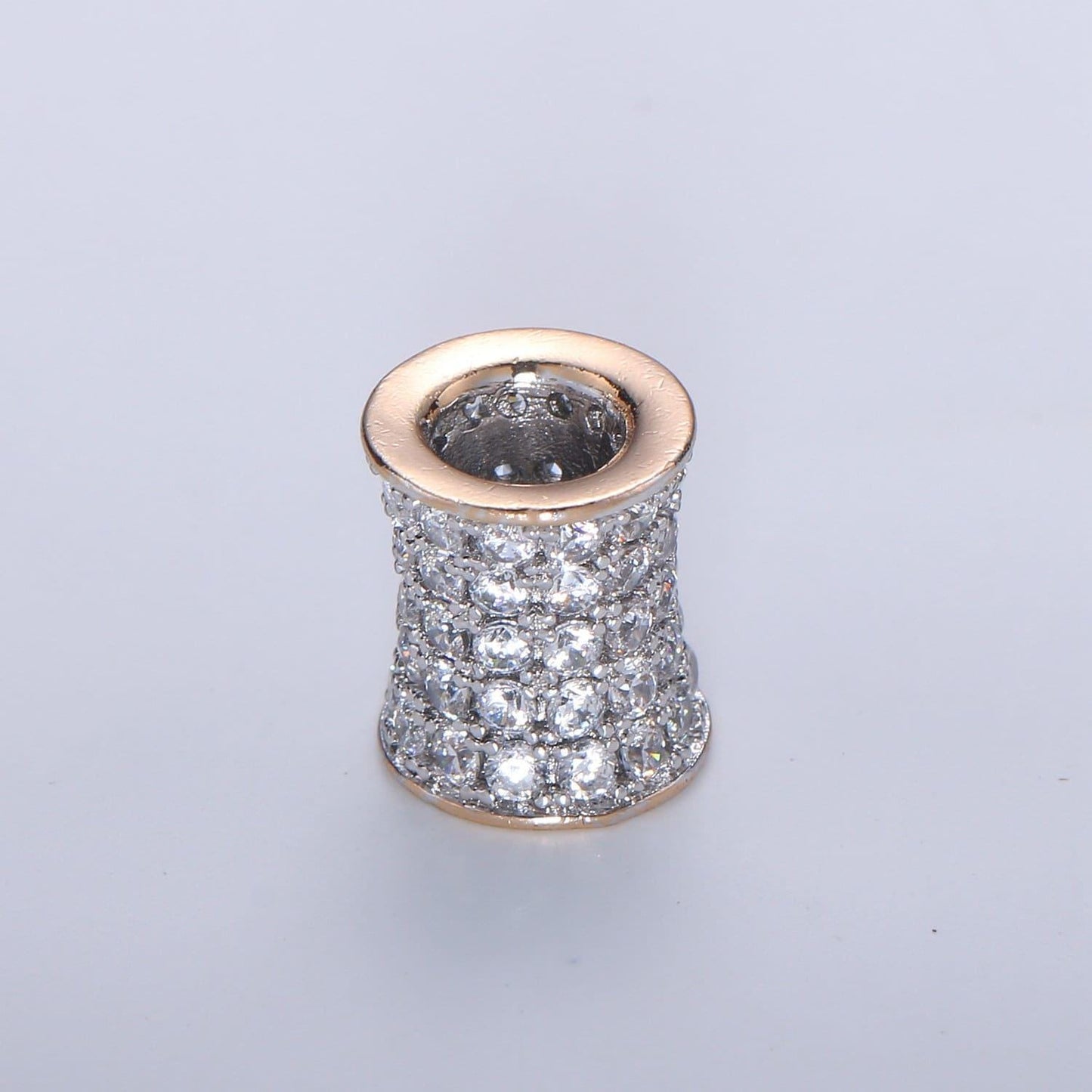 1pc 16k cylinder gold cubic pave pattern beads spacer beads, for diy jewelry making european charms beaded bracelet, bdgf-394