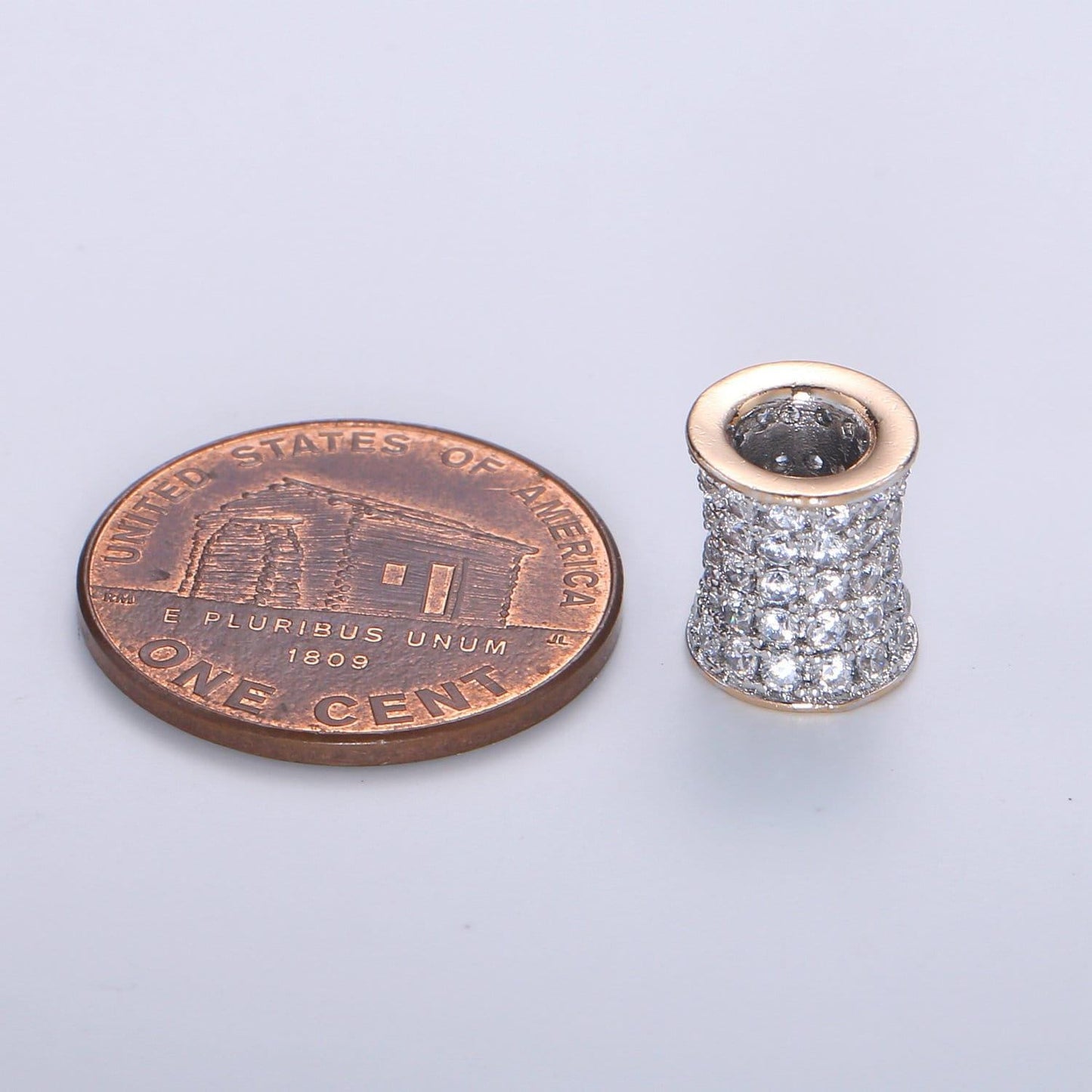 1pc 16k cylinder gold cubic pave pattern beads spacer beads, for diy jewelry making european charms beaded bracelet, bdgf-394