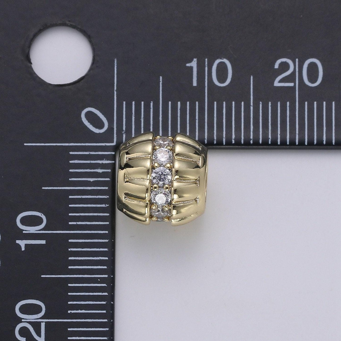 1pc 14k gold barrel beads,spacer beads for diy jewelry making cz pave charms beaded bracelet, bead size 9.6x9.5mm hole 5.9mm