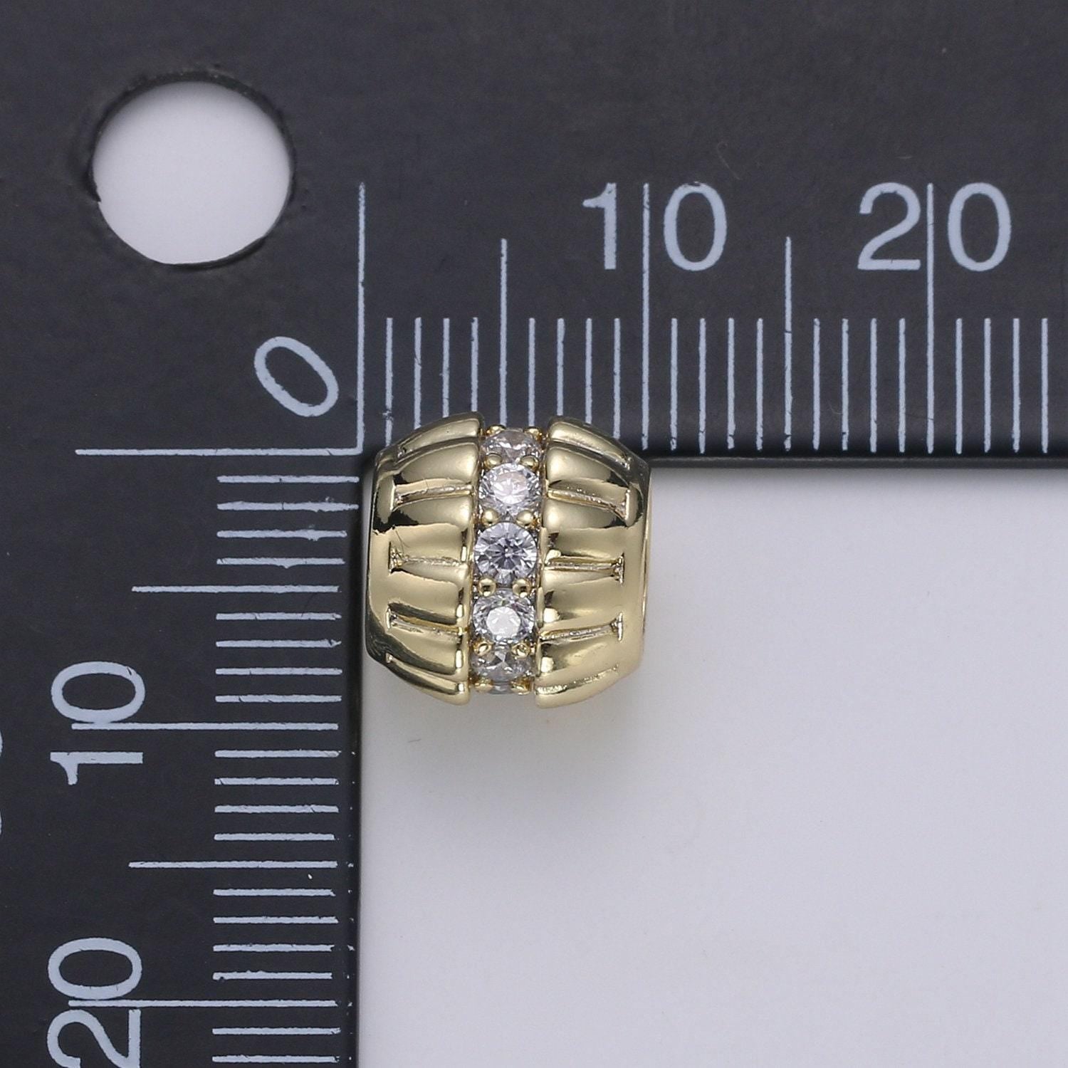 1pc 14k gold barrel beads,spacer beads for diy jewelry making cz pave charms beaded bracelet, bead size 9.6x9.5mm hole 5.9mm