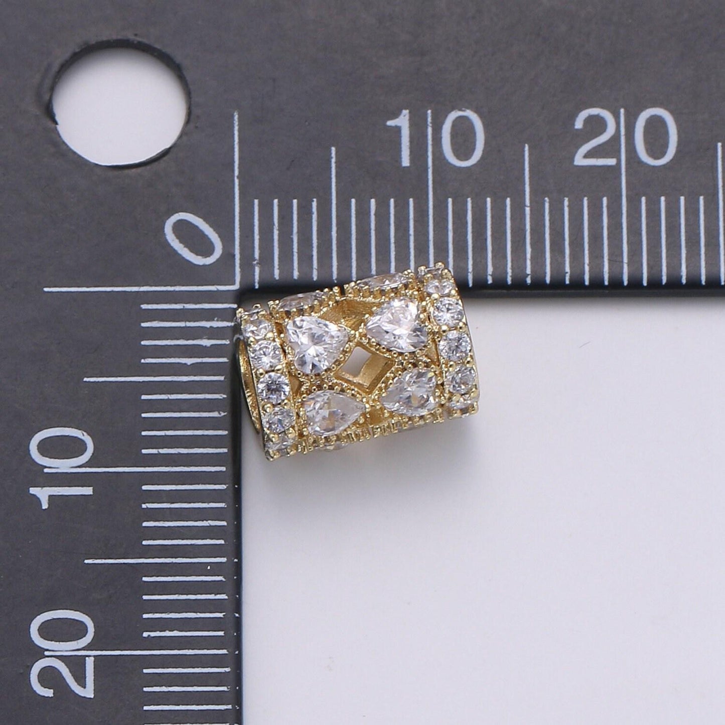 1pc 14k gold flower pattern beads spacer beads, for diy jewelry making european charms beaded bracelet, heart cz beads, b-352