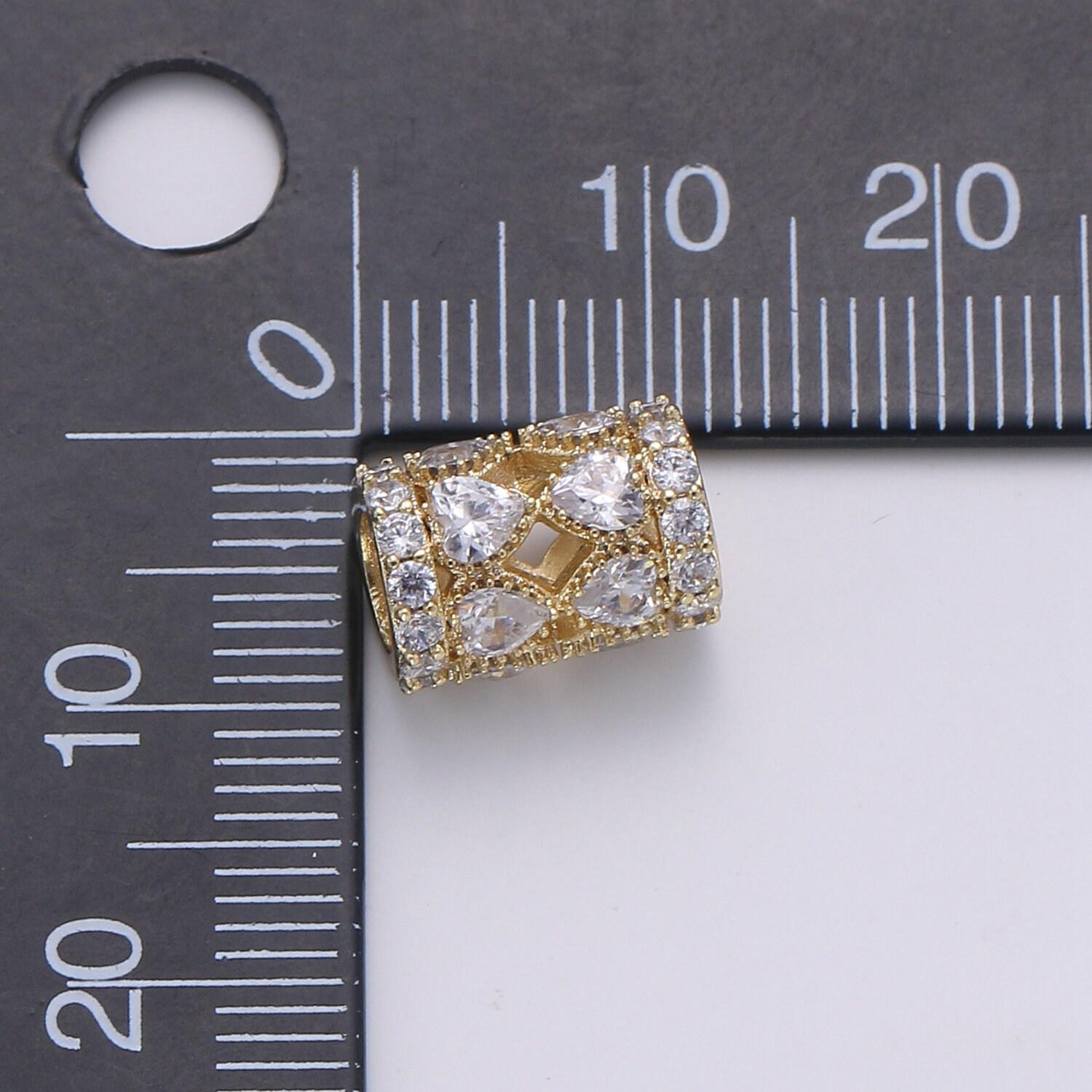 1pc 14k gold flower pattern beads spacer beads, for diy jewelry making european charms beaded bracelet, heart cz beads, b-352