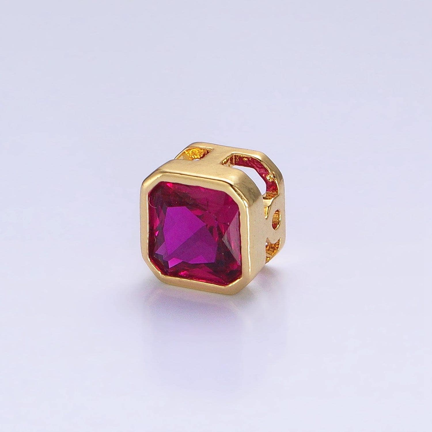 24k gold plated dainty cz square spacer bead, gold geometric spacer beads cz, small colorful spacers for bracelet necklace | b-351
