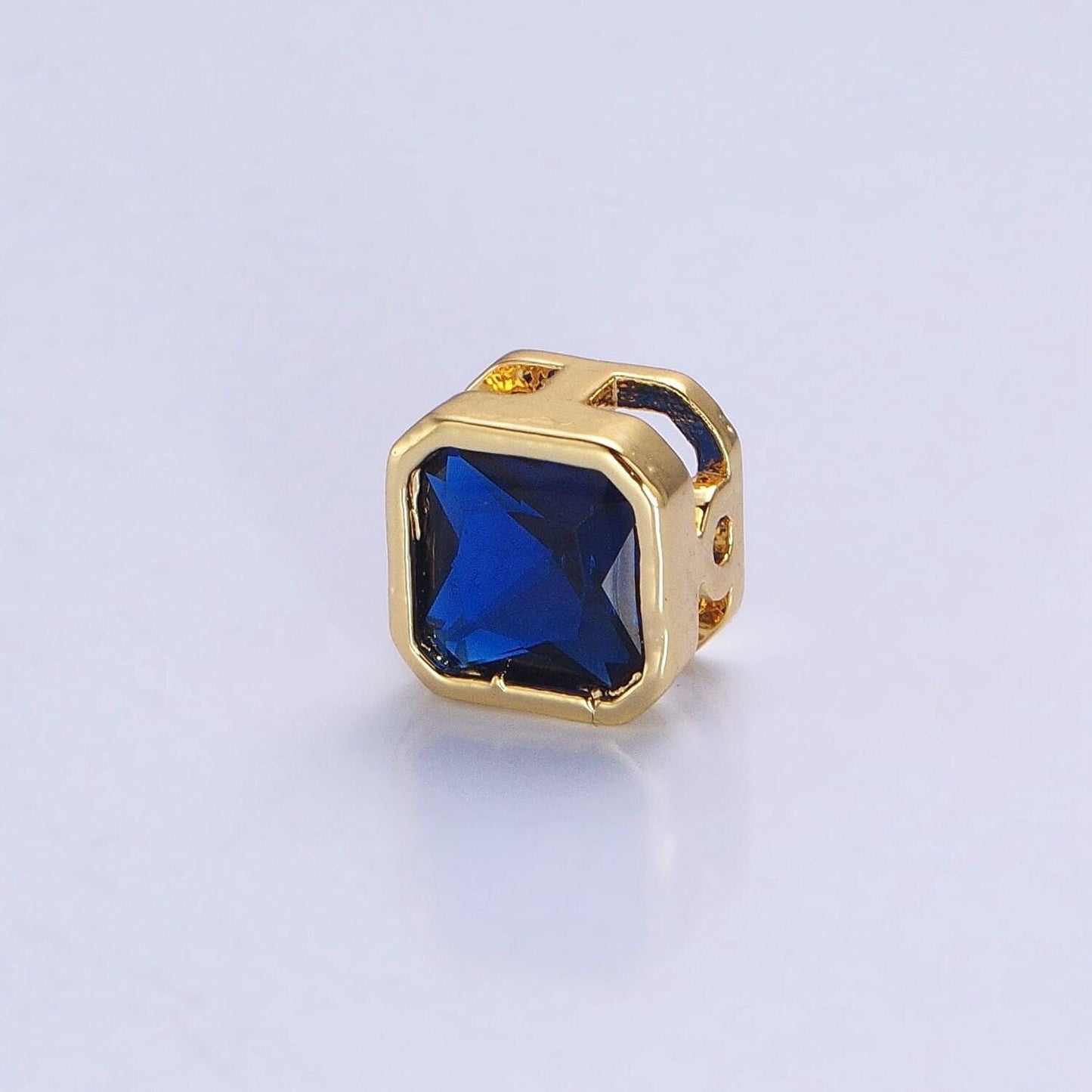 24k gold plated dainty cz square spacer bead, gold geometric spacer beads cz, small colorful spacers for bracelet necklace | b-351