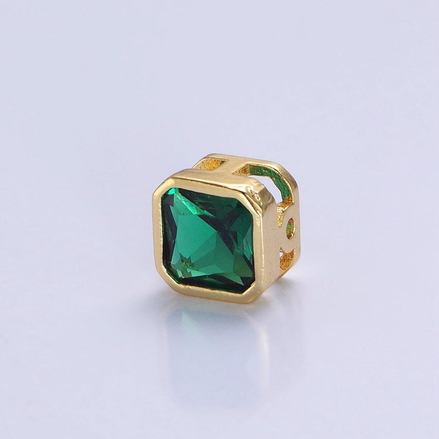 24k gold plated dainty cz square spacer bead, gold geometric spacer beads cz, small colorful spacers for bracelet necklace | b-351