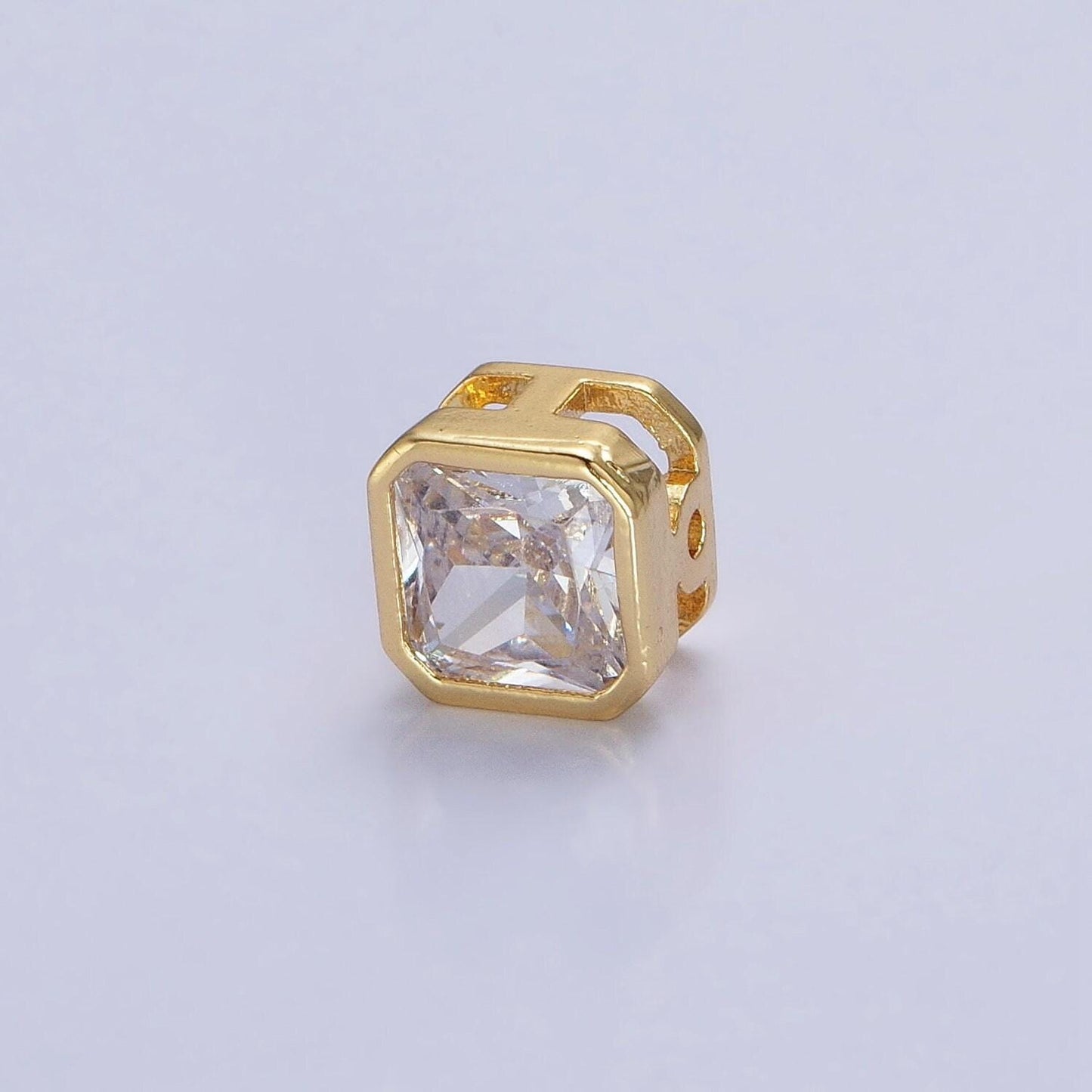 24k gold plated dainty cz square spacer bead, gold geometric spacer beads cz, small colorful spacers for bracelet necklace | b-351