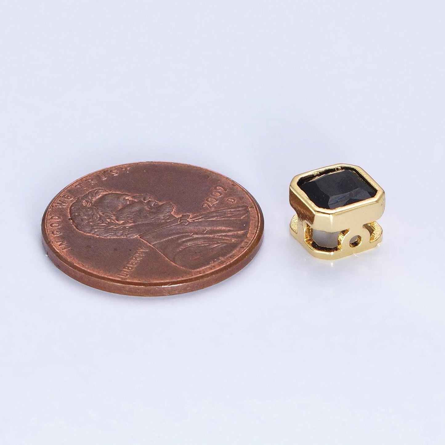 24k gold plated dainty cz square spacer bead, gold geometric spacer beads cz, small colorful spacers for bracelet necklace | b-351