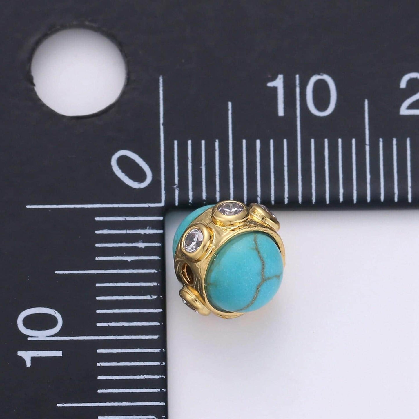 1pc gold micro pave turquoise spacer beads, for diy jewelry making european charms beaded bracelet, bead size 7x7mm hole 4mm