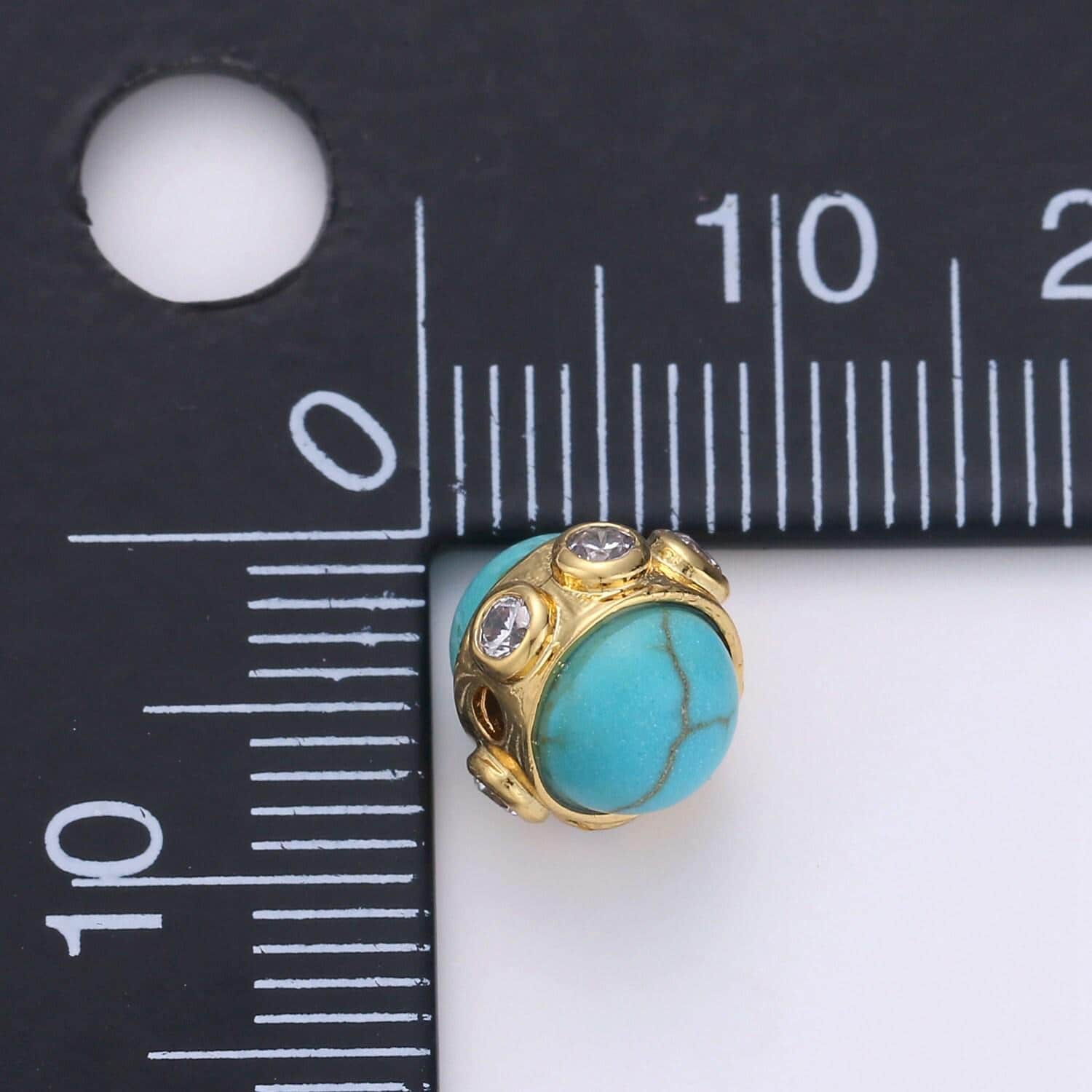 1pc gold micro pave turquoise spacer beads, for diy jewelry making european charms beaded bracelet, bead size 7x7mm hole 4mm