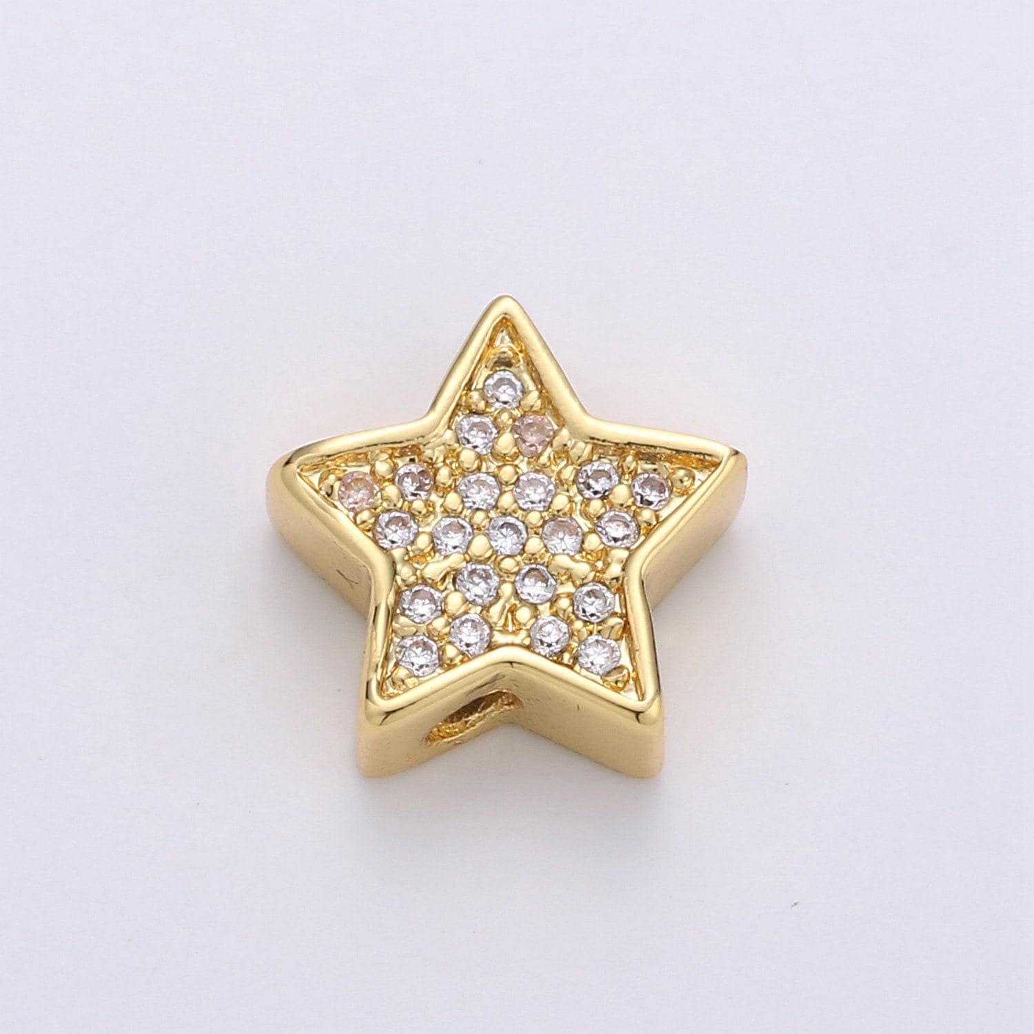 Micro pave star beads - 10mm dainty star charm beautiful bright twinkle gold star beads for bracelet earring supply b- 302