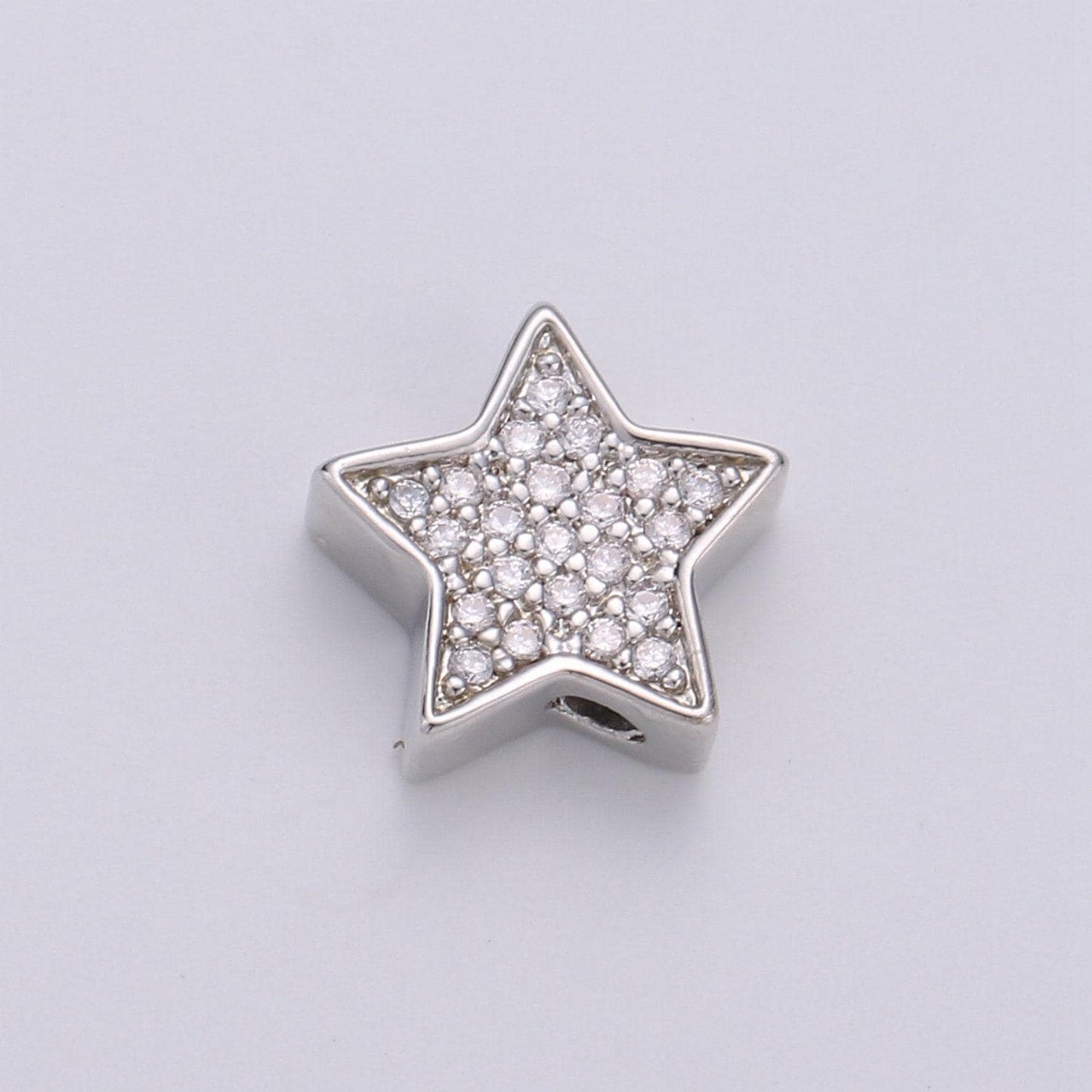 Micro pave star beads - 10mm dainty star charm beautiful bright twinkle gold star beads for bracelet earring supply b- 302
