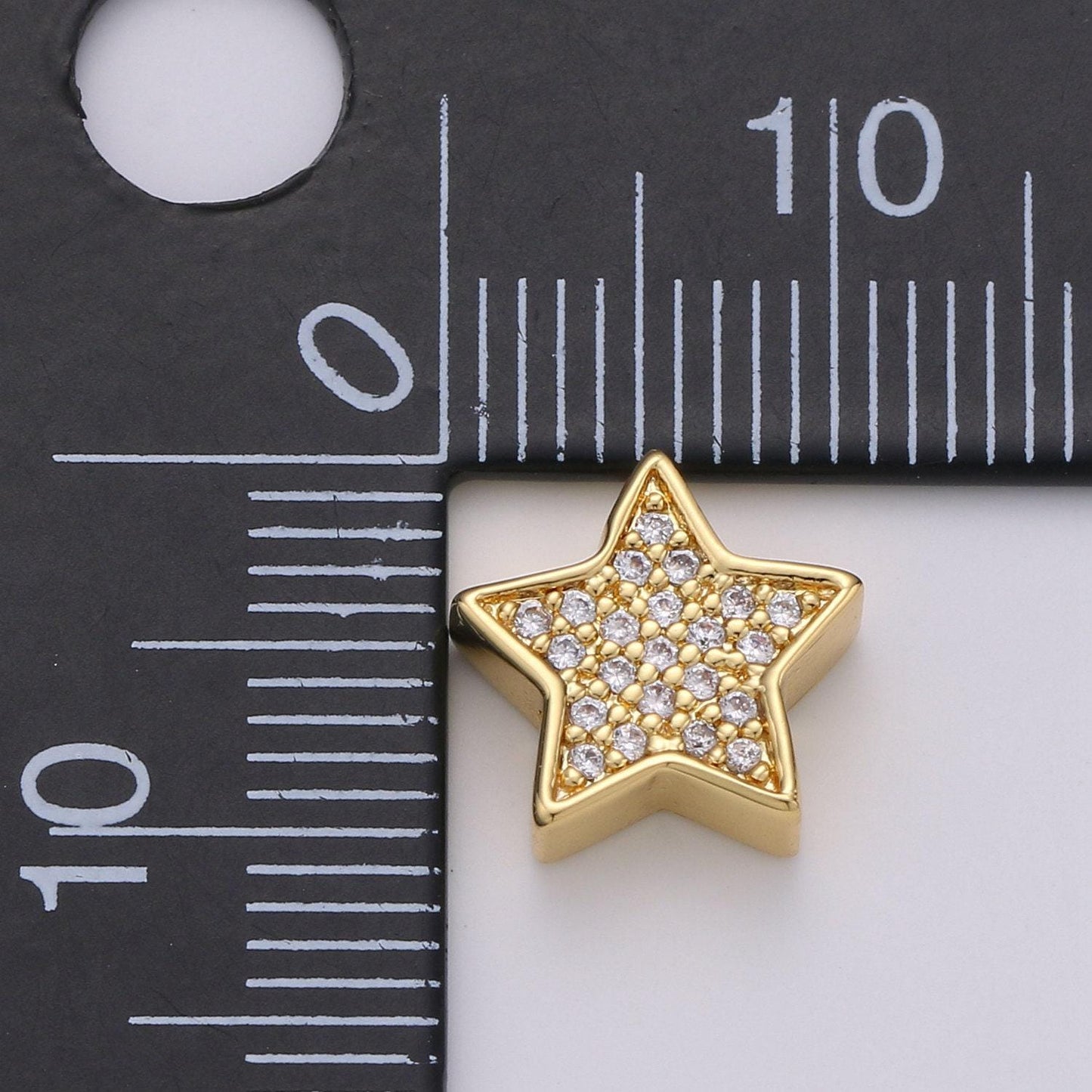 Micro pave star beads - 10mm dainty star charm beautiful bright twinkle gold star beads for bracelet earring supply b- 302