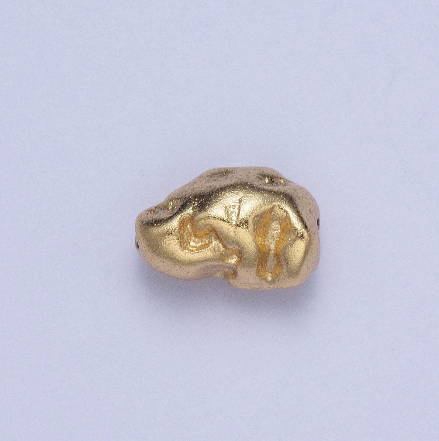 Tiny gold abstract geometric dented stones bead spacer, gold filled geometric space rocks bead spacer for diy jewelry making