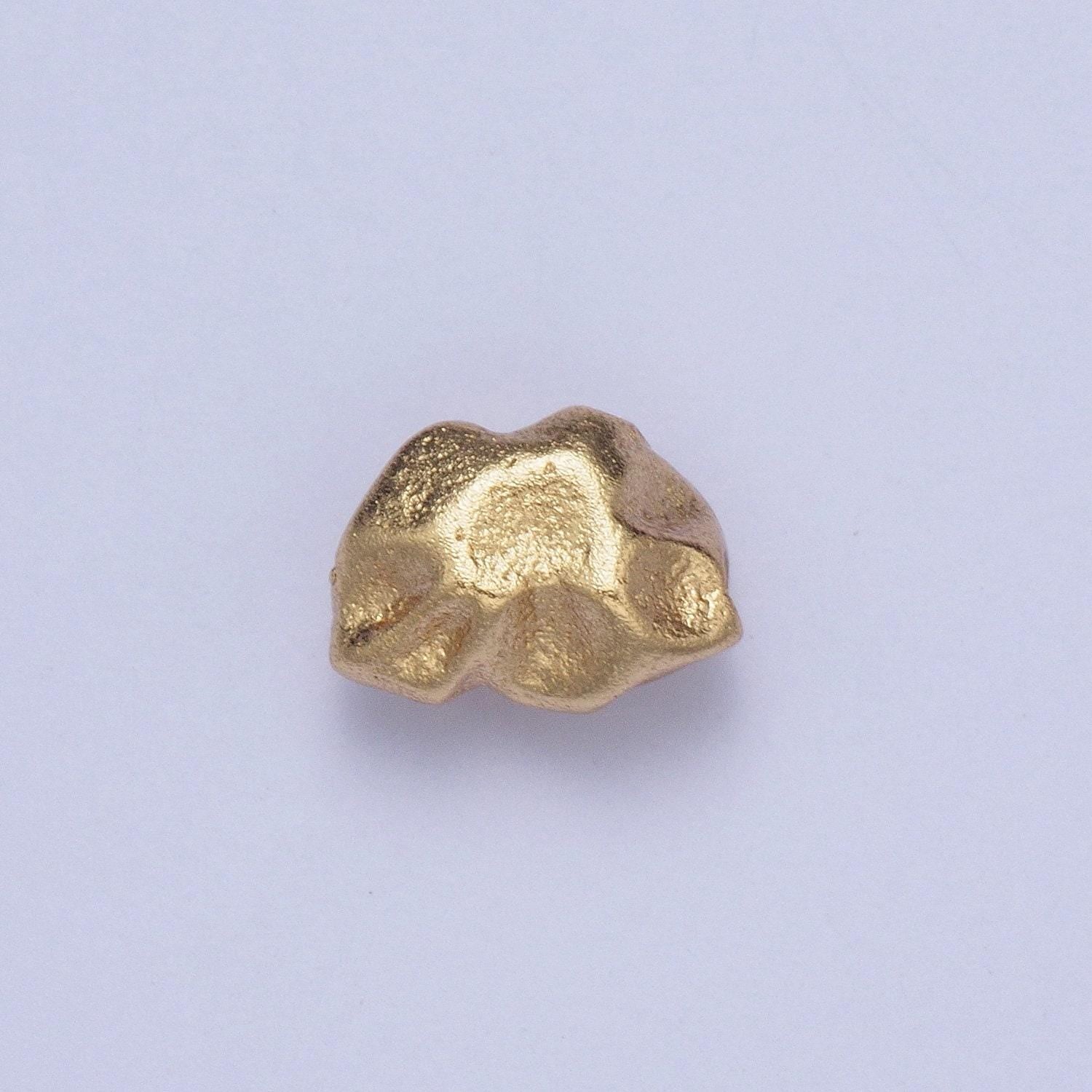 Tiny gold abstract geometric dented stones bead spacer, gold filled geometric space rocks bead spacer for diy jewelry making