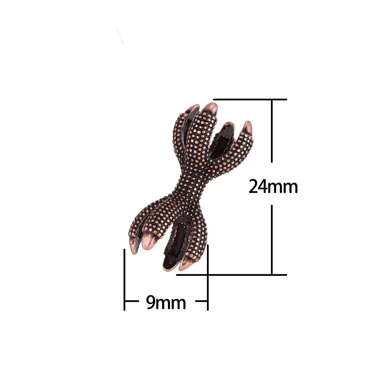 1x 7 mm opening double dragon claws bead gold, white gold and rose gold spacer bead charm for men women jewelry making supplies b-24