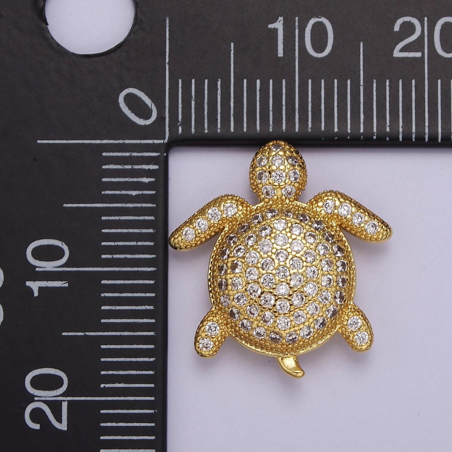 Cubic gold turtle bracelet bead spacer tortoise beads, gold cz beads mini turtle bead b-225