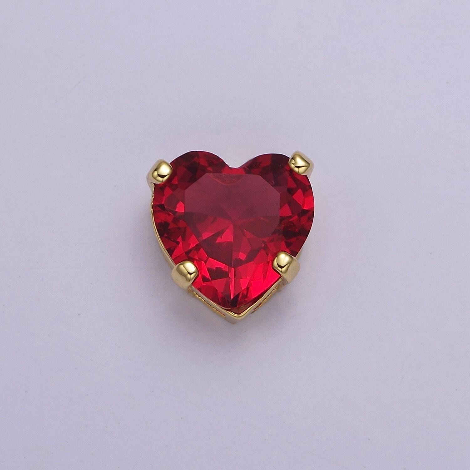 Dainty cz heart spacer bead, gold filled heart spacer beads pink greem cz spacer beads, small heart spacers for bracelet necklace