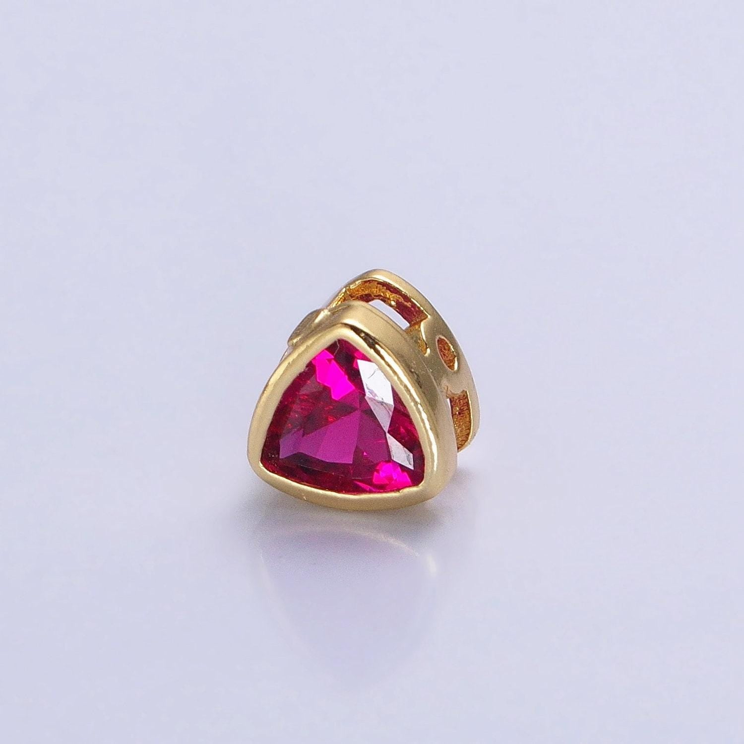 7mm gold plated dainty cz triangle spacer bead, gold geometric spacer beads cz, small colorful Trillion spacers for bracelet necklace b-193