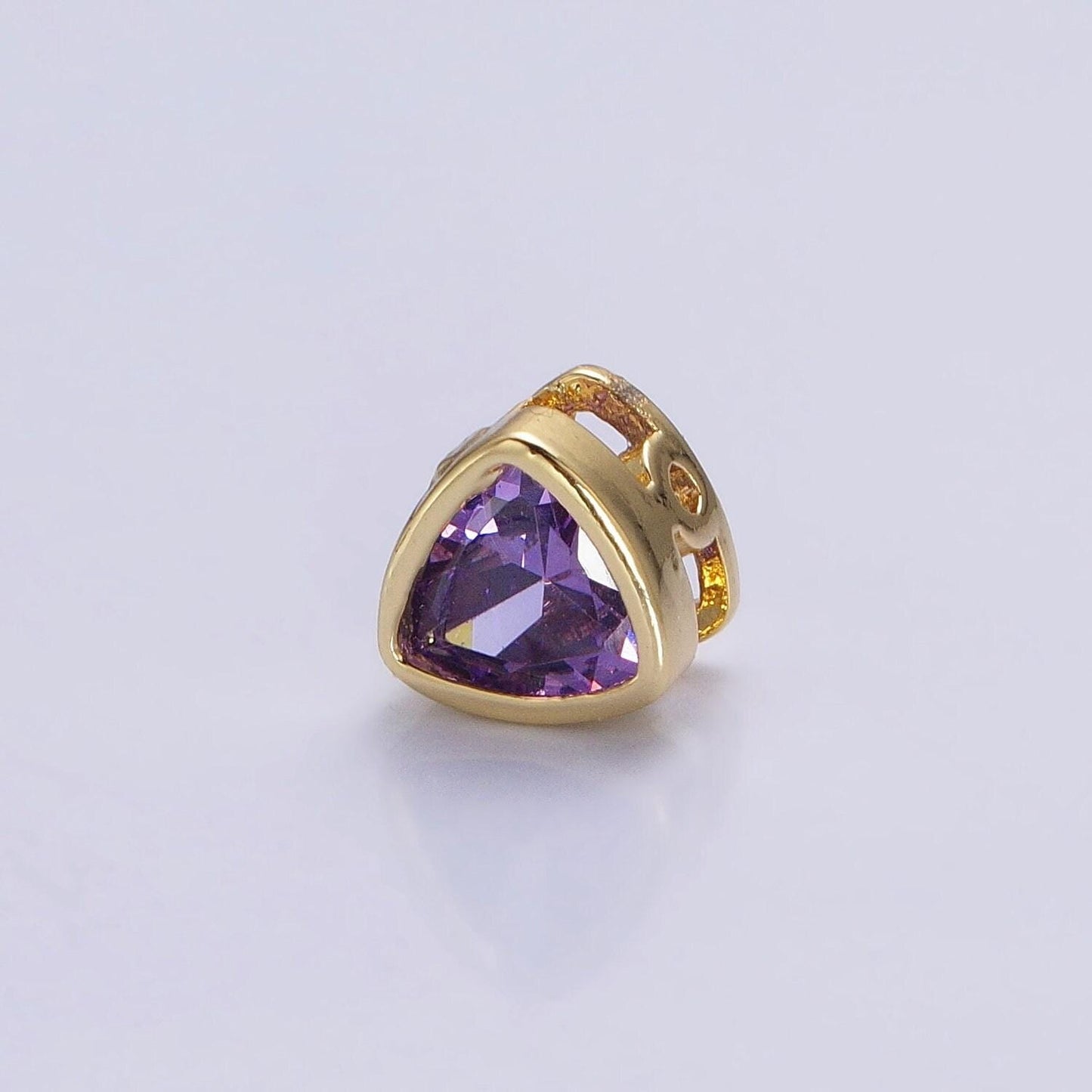 7mm gold plated dainty cz triangle spacer bead, gold geometric spacer beads cz, small colorful Trillion spacers for bracelet necklace b-193