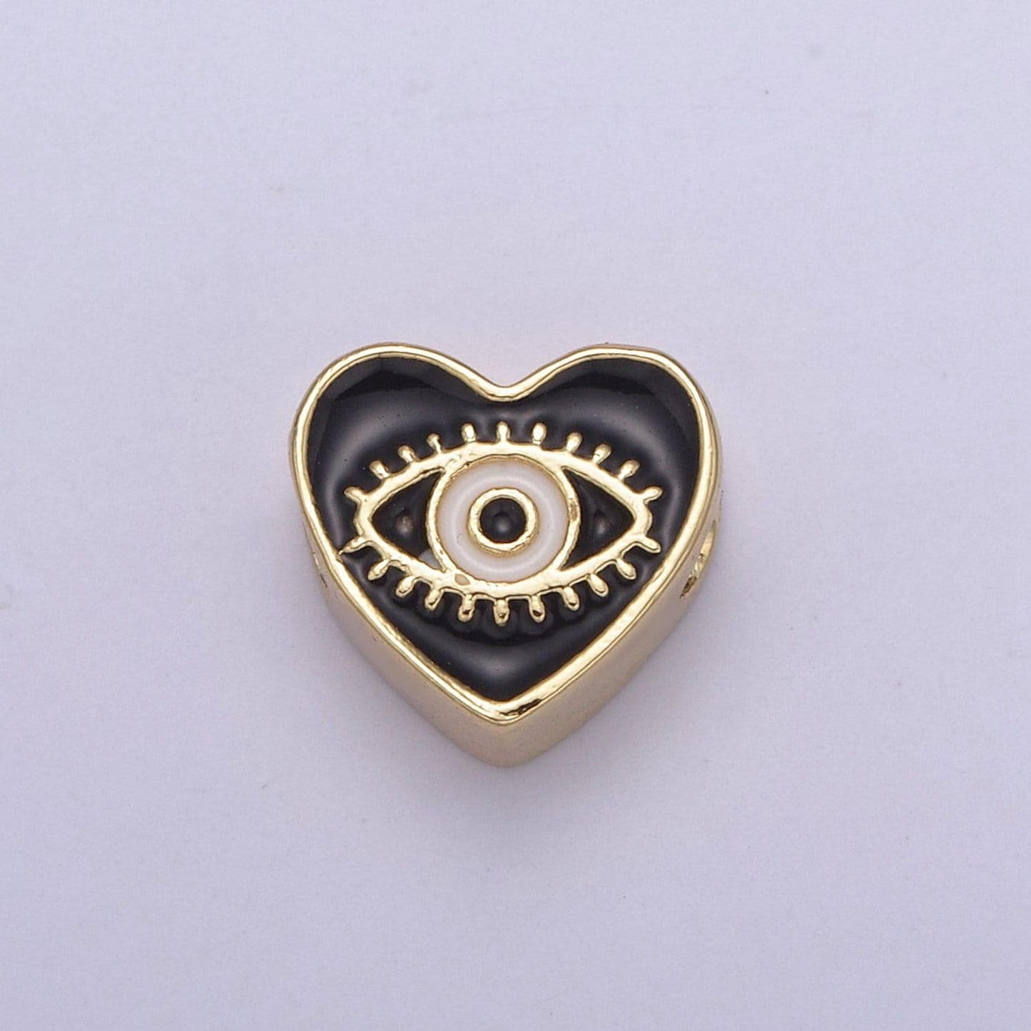 10mm evil eye beads, heart eye jewelry beads, heart beads, black blue white enamel bead spacer for bracelet component double sided