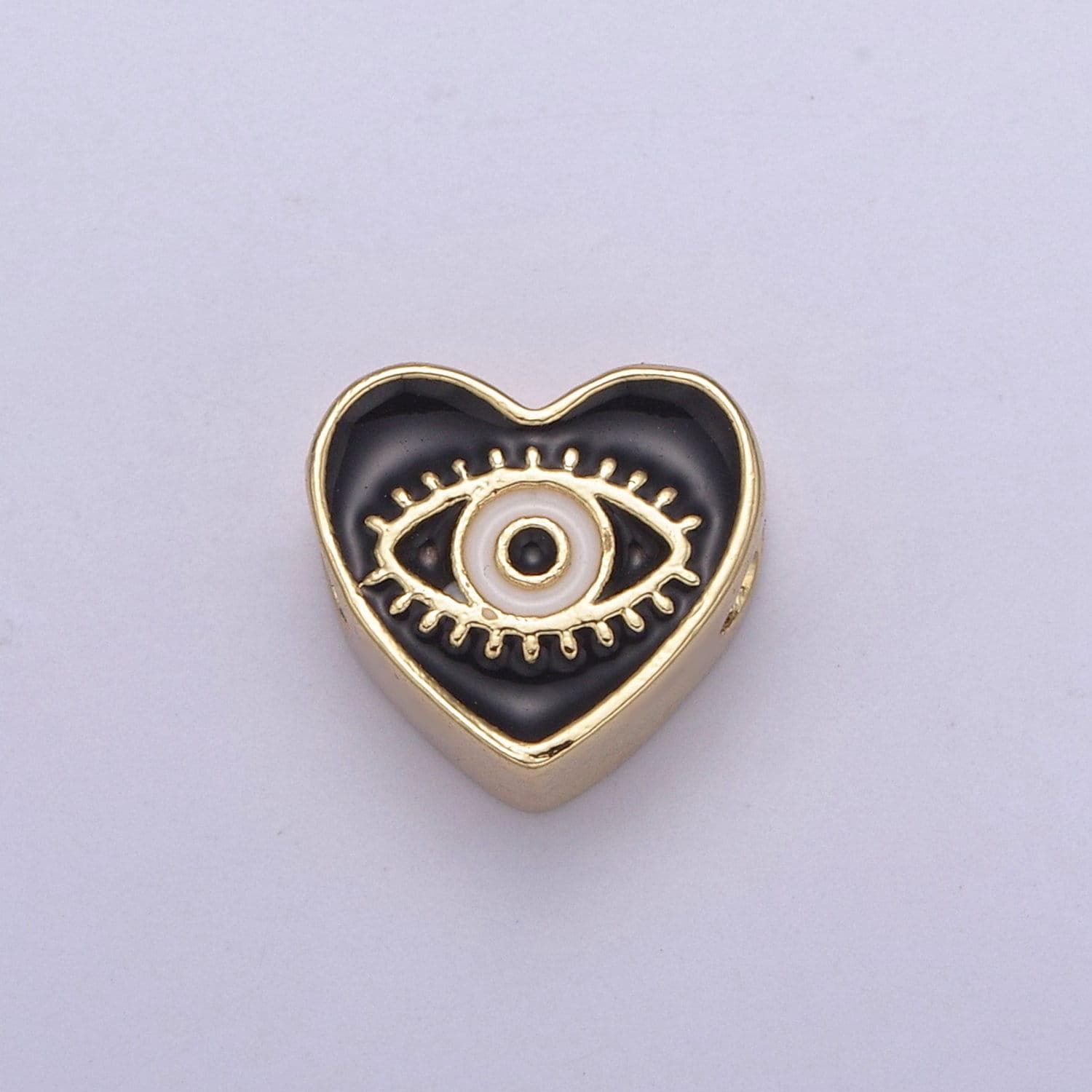 10mm evil eye beads, heart eye jewelry beads, heart beads, black blue white enamel bead spacer for bracelet component double sided