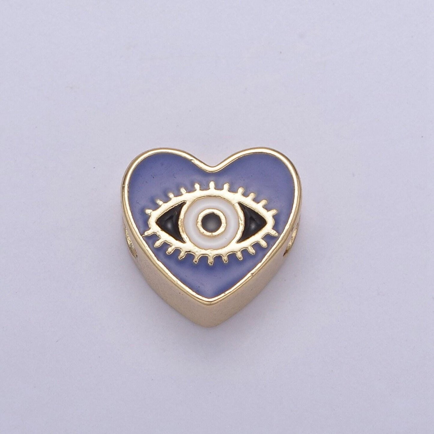 10mm evil eye beads, heart eye jewelry beads, heart beads, black blue white enamel bead spacer for bracelet component double sided