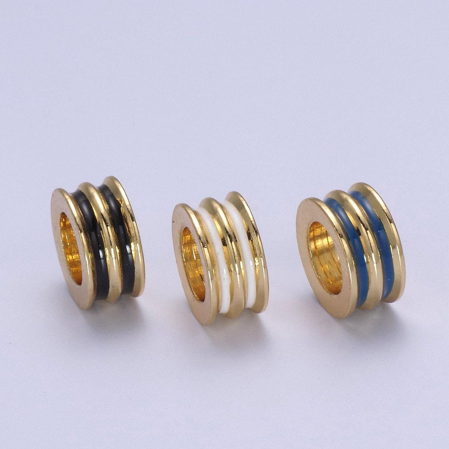 Enamel gold rondelle spacer beads, big hole spacer beads, rondelle spacer bead for bracelet necklace supply b-130 / b-132 / b-135