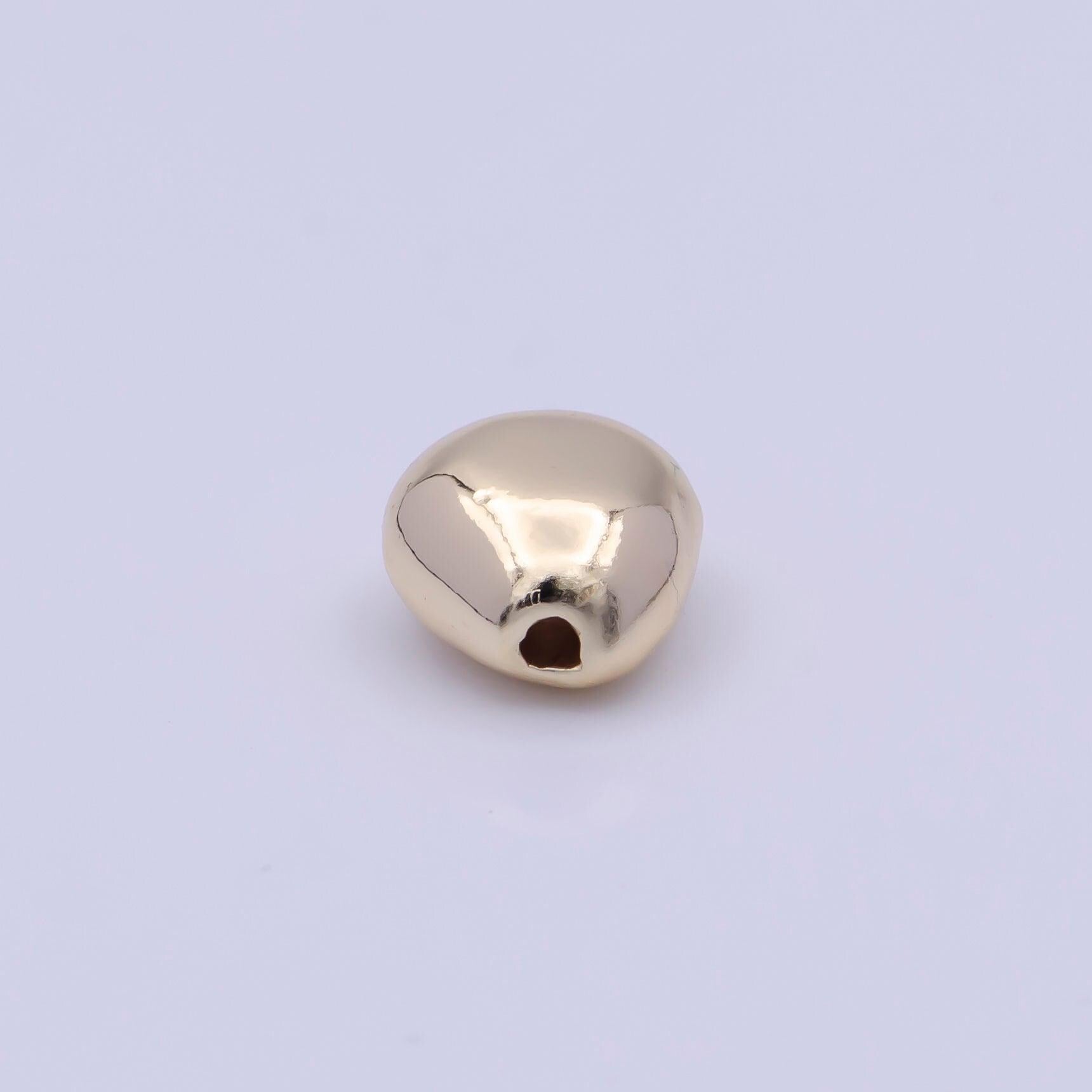 Tiny abstract teardrop shaped 9.5mm x 8.7mm bead spacer, 14k gold plated oblong abstract bead spacer for diy jewelry making | b-121