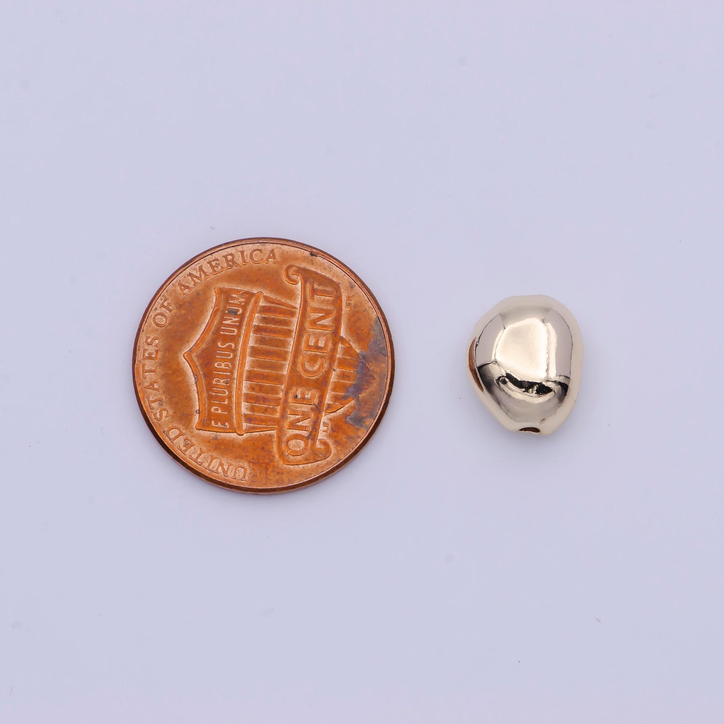 Tiny abstract teardrop shaped 9.5mm x 8.7mm bead spacer, 14k gold plated oblong abstract bead spacer for diy jewelry making | b-121