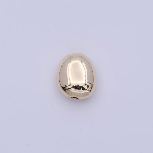 Tiny abstract oval 11.4mm x 9.7mm bead spacer, 14k gold plated oblong abstract bead spacer for diy jewelry making | b-120