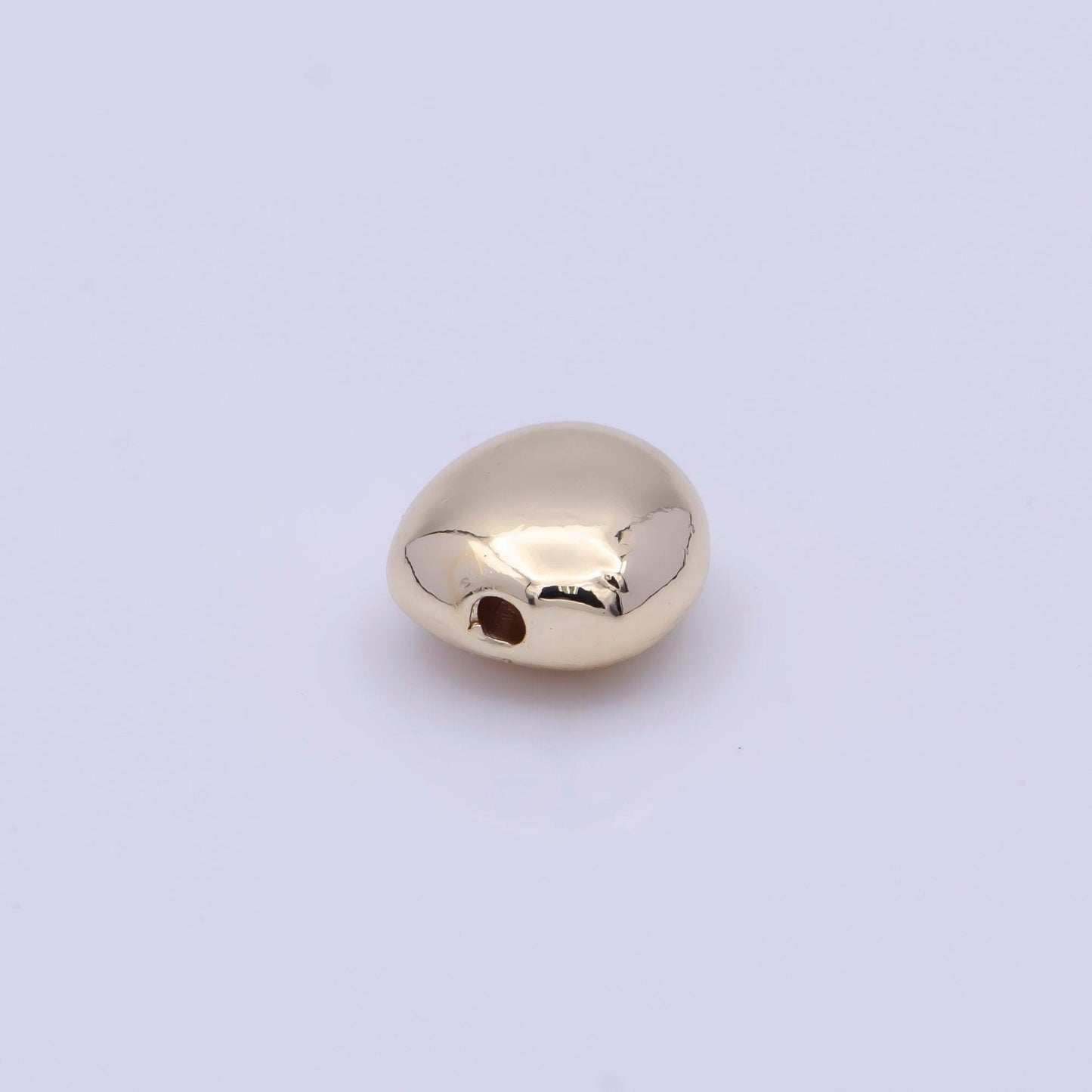 Tiny abstract oval 11.4mm x 9.7mm bead spacer, 14k gold plated oblong abstract bead spacer for diy jewelry making | b-120