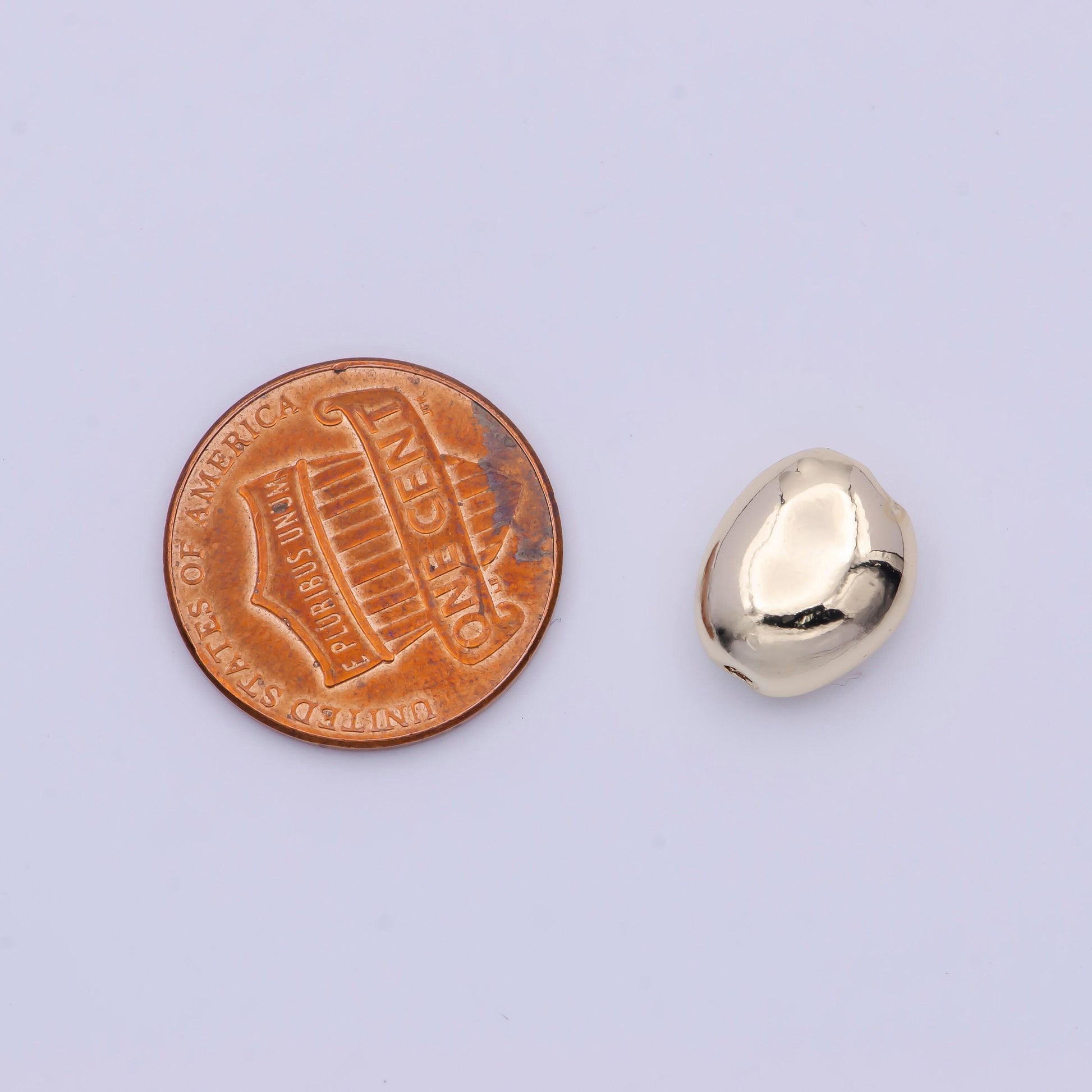 Tiny abstract oval 11.4mm x 9.7mm bead spacer, 14k gold plated oblong abstract bead spacer for diy jewelry making | b-120