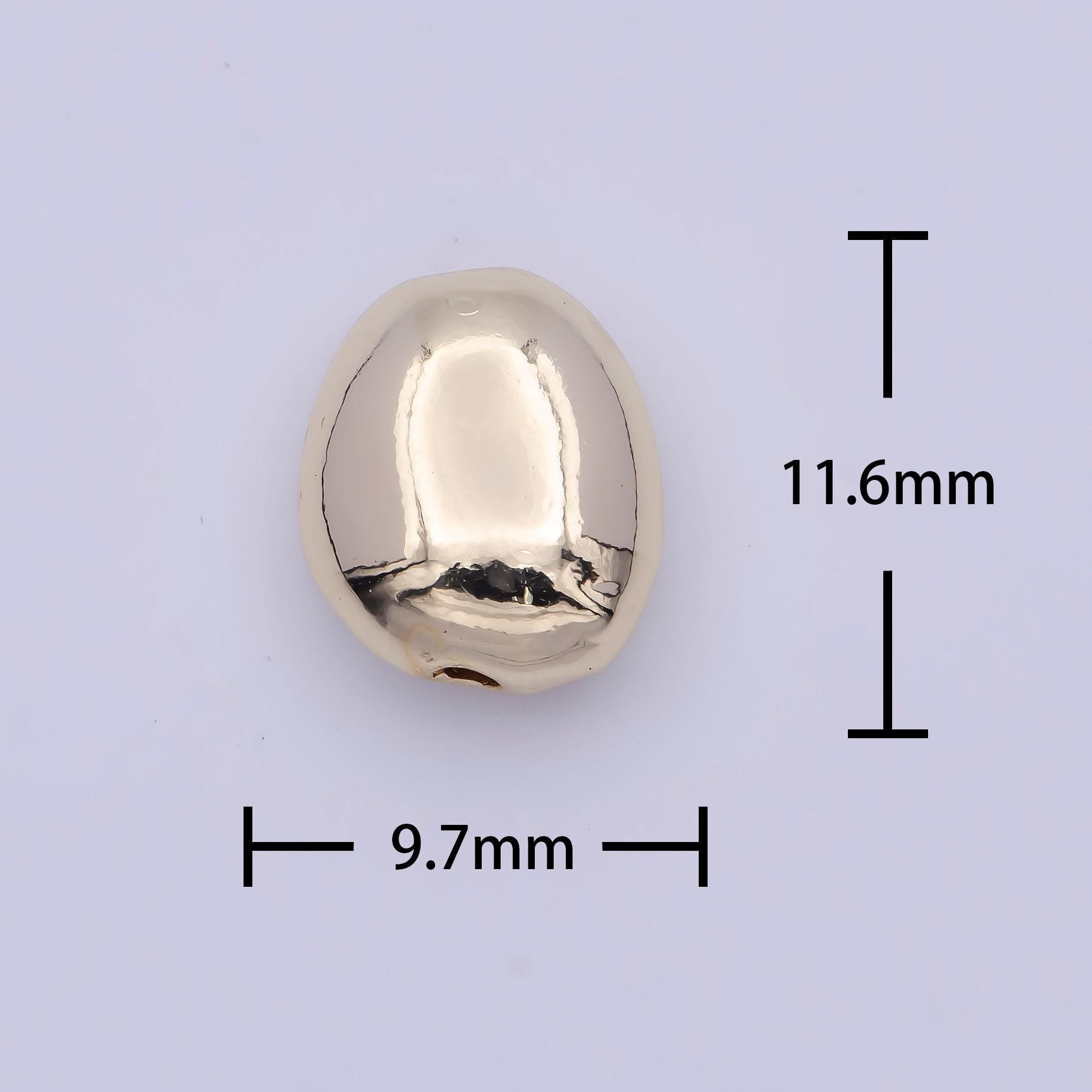 Tiny abstract oval 11.4mm x 9.7mm bead spacer, 14k gold plated oblong abstract bead spacer for diy jewelry making | b-120
