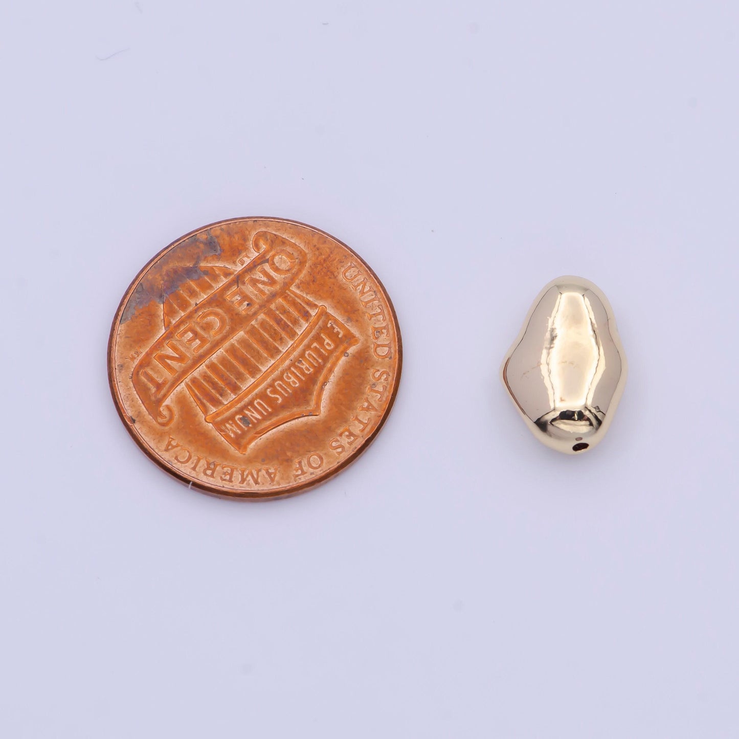 Tiny abstract potato shaped geometric 11.7mm x 8.2mm bead spacer, 14k gold plated abstract bead spacer for diy jewelry making | b-119