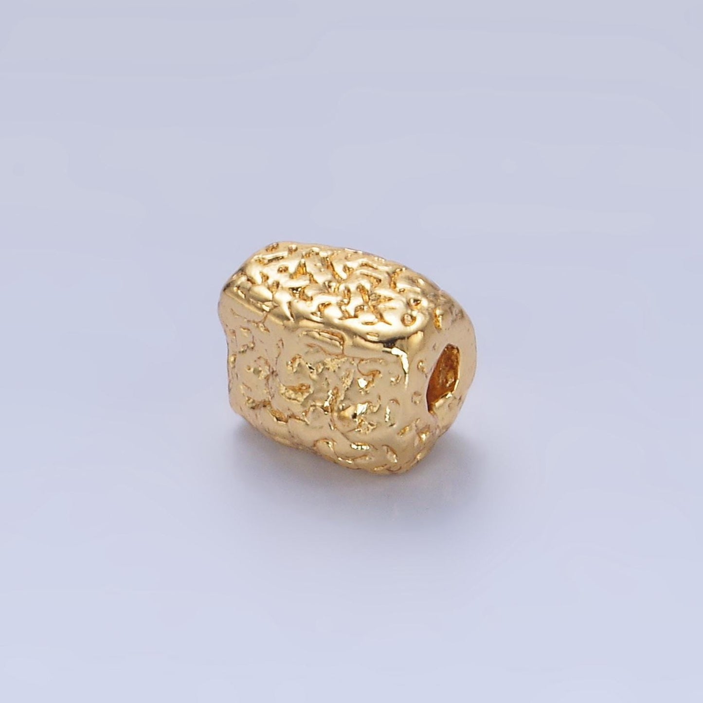 1x 24k gold filled 4mm abstract rectangle bead spacer gold texture beads | b094