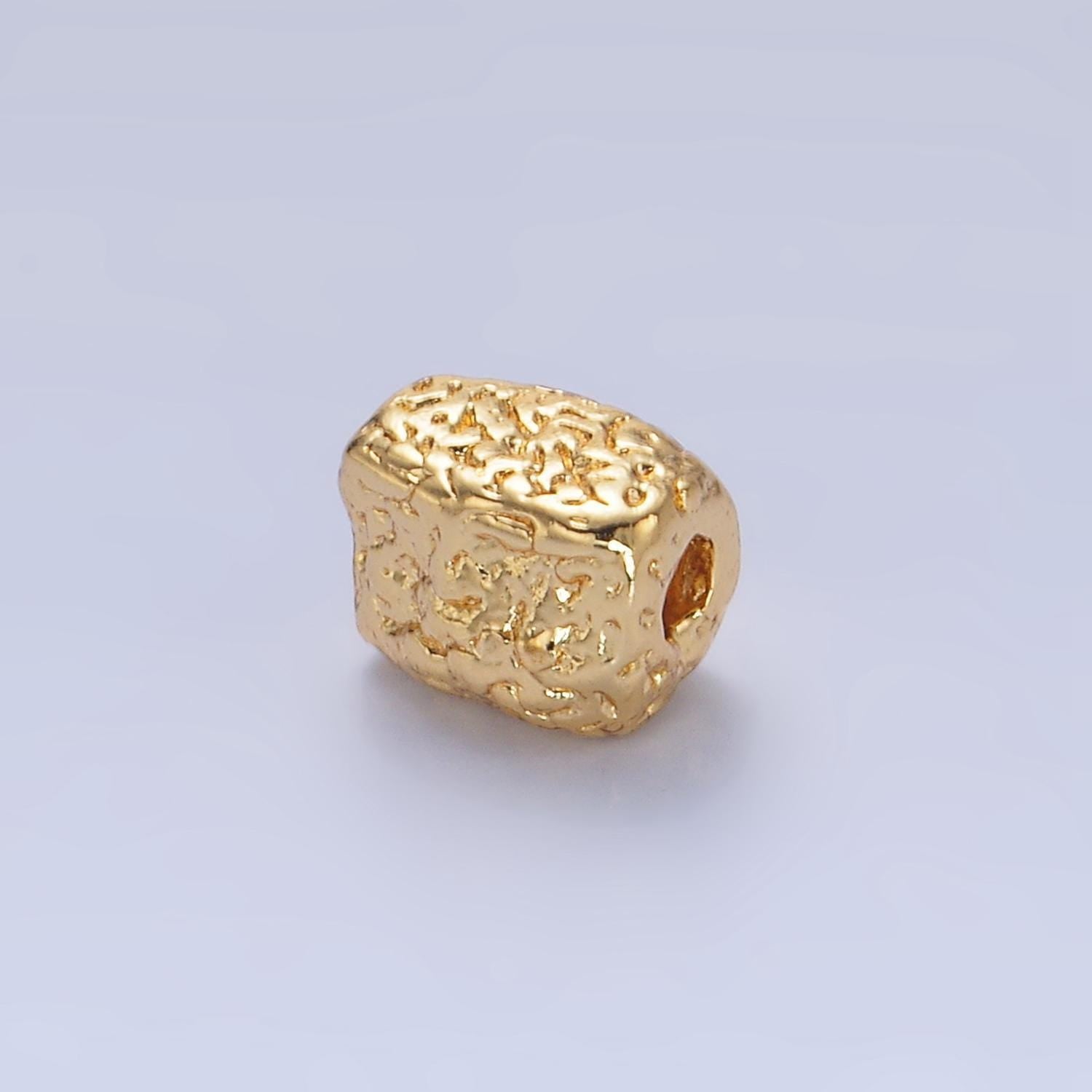 1x 24k gold filled 4mm abstract rectangle bead spacer gold texture beads | b094