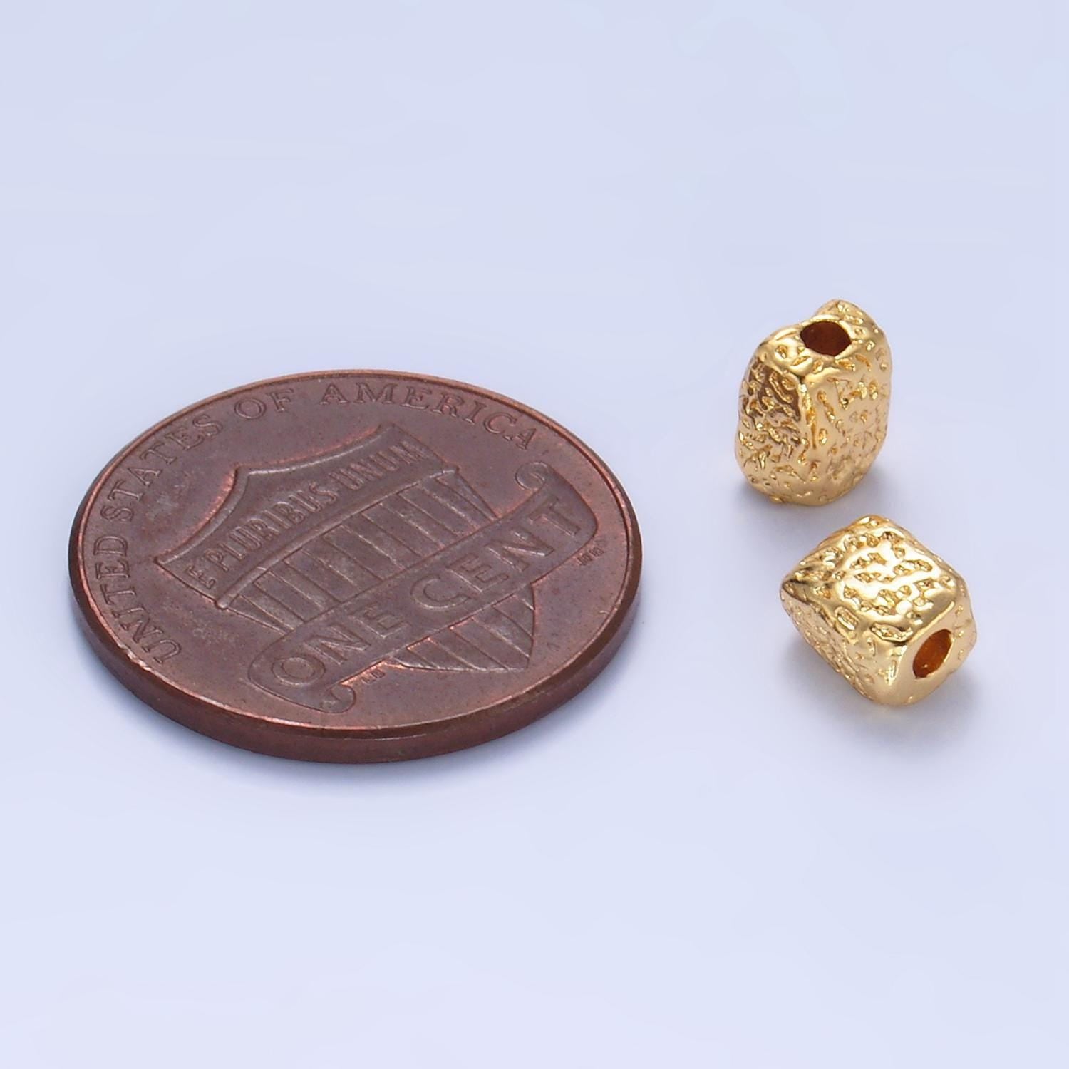 1x 24k gold filled 4mm abstract rectangle bead spacer gold texture beads | b094