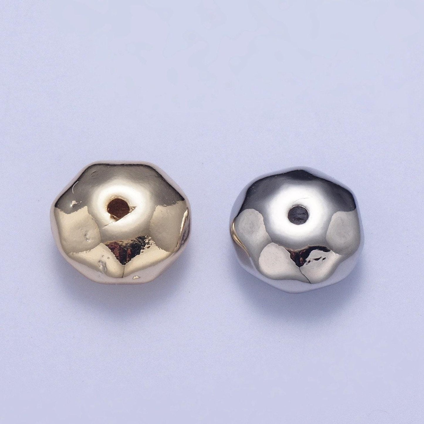 20pcs/bag tiny round textured dented 4.0/8.0mm bead spacer, gold silver plated flat round bead spacer for diy jewelry | b-093, w-930, w-931